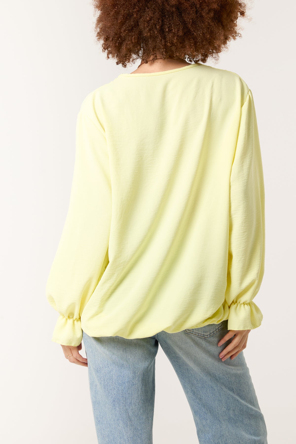 Necklace Sleeve Detail Bubble Hem Blouse