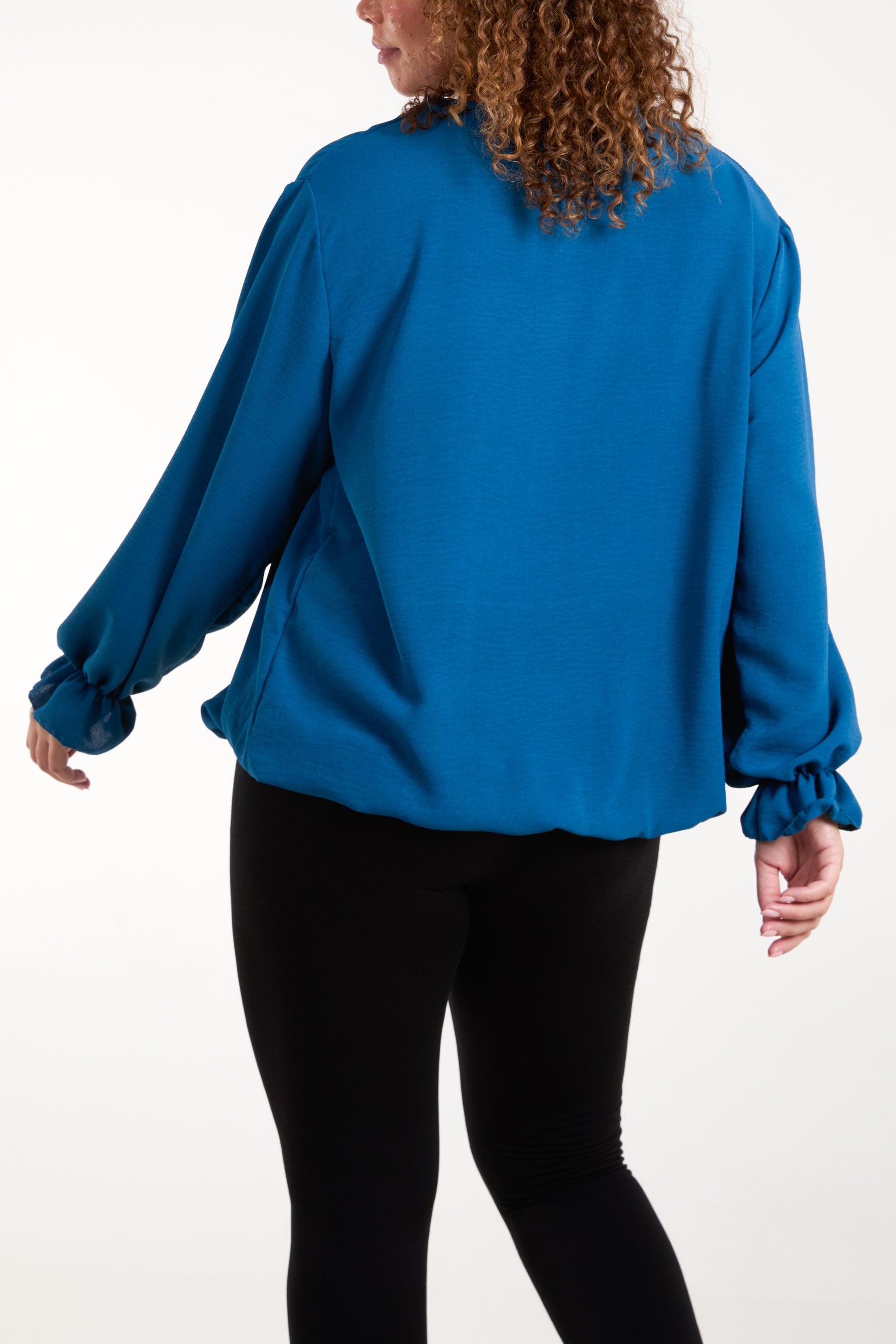 Necklace Sleeve Detail Bubble Hem Blouse