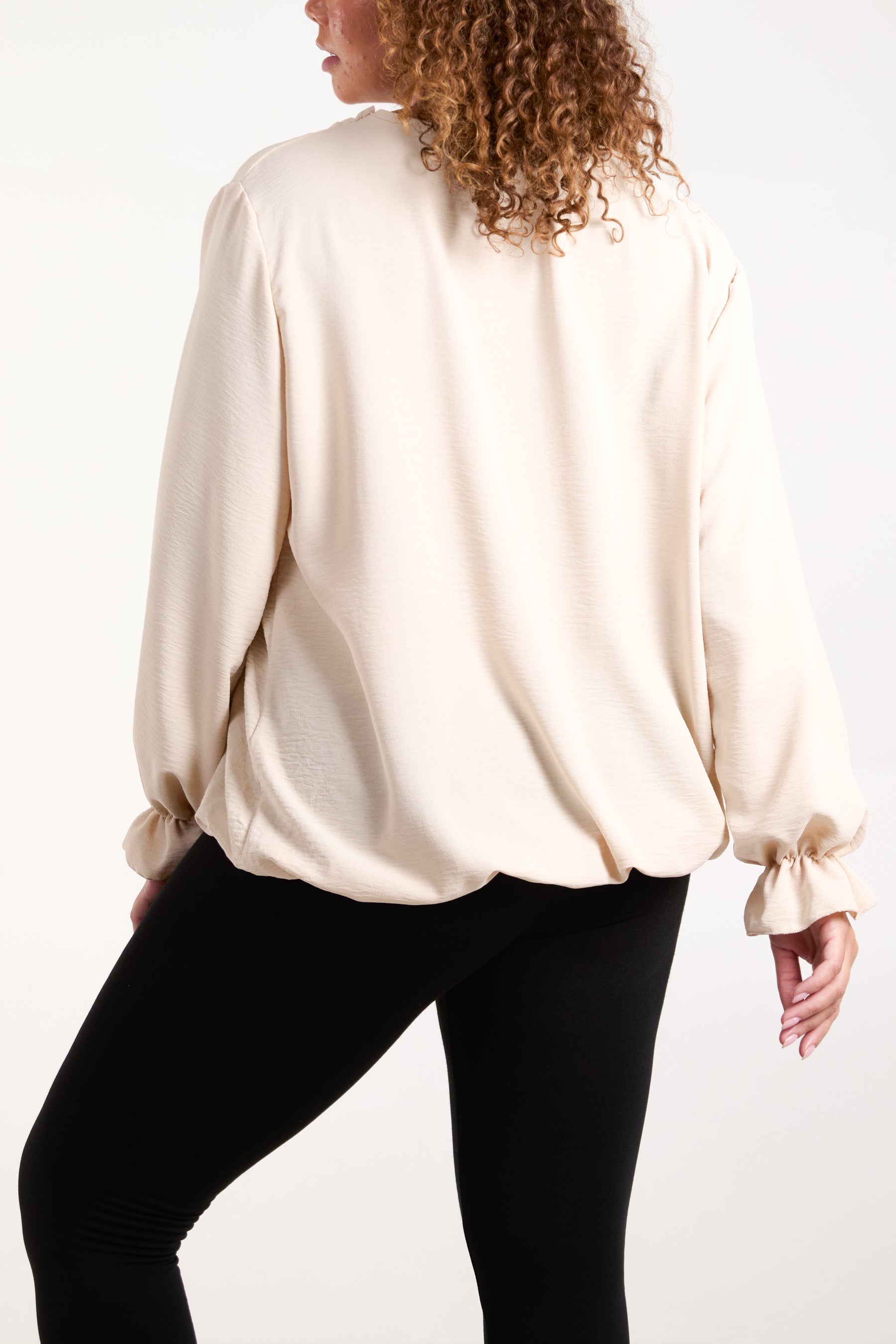 Necklace Sleeve Detail Bubble Hem Blouse