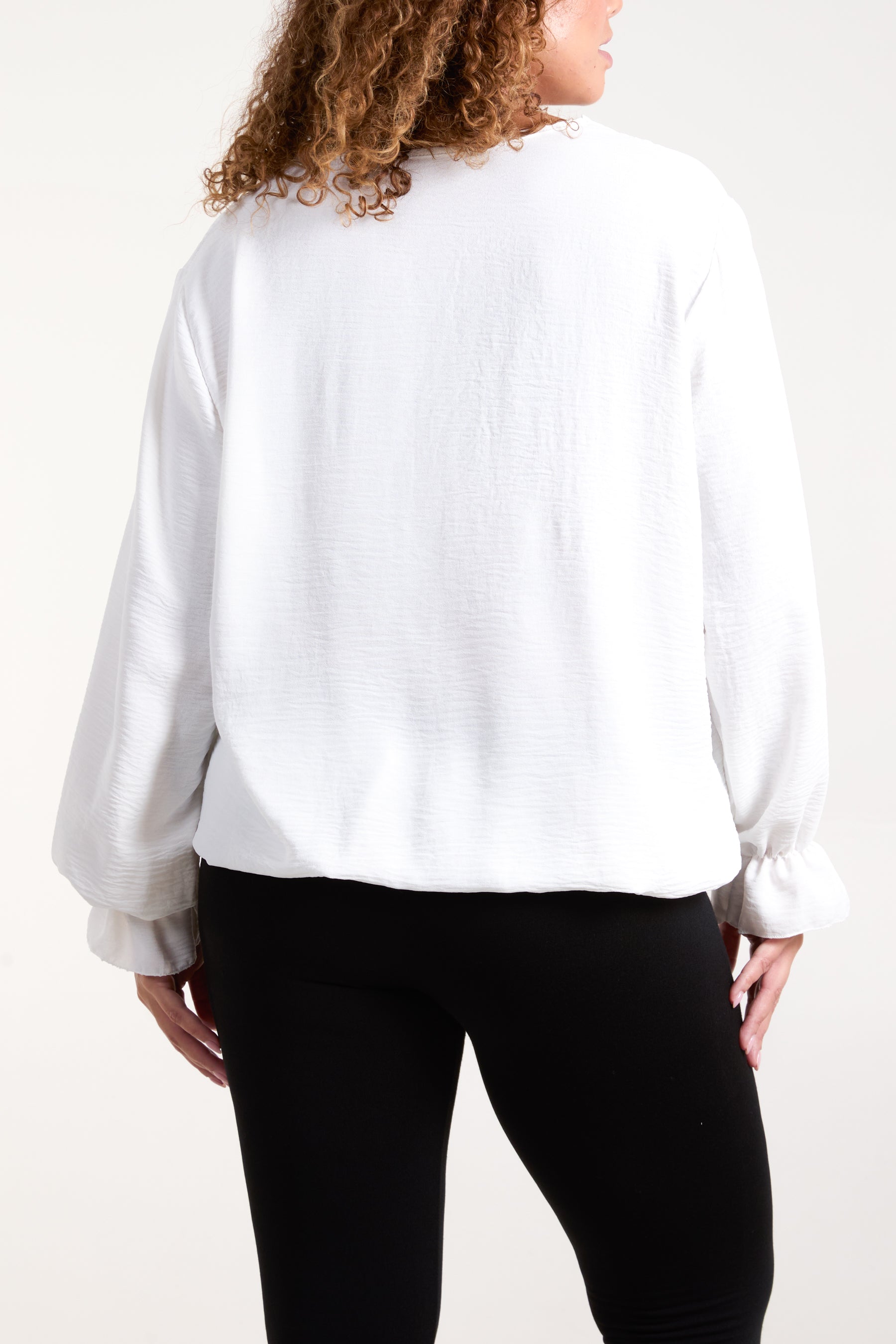 Necklace Sleeve Detail Bubble Hem Blouse
