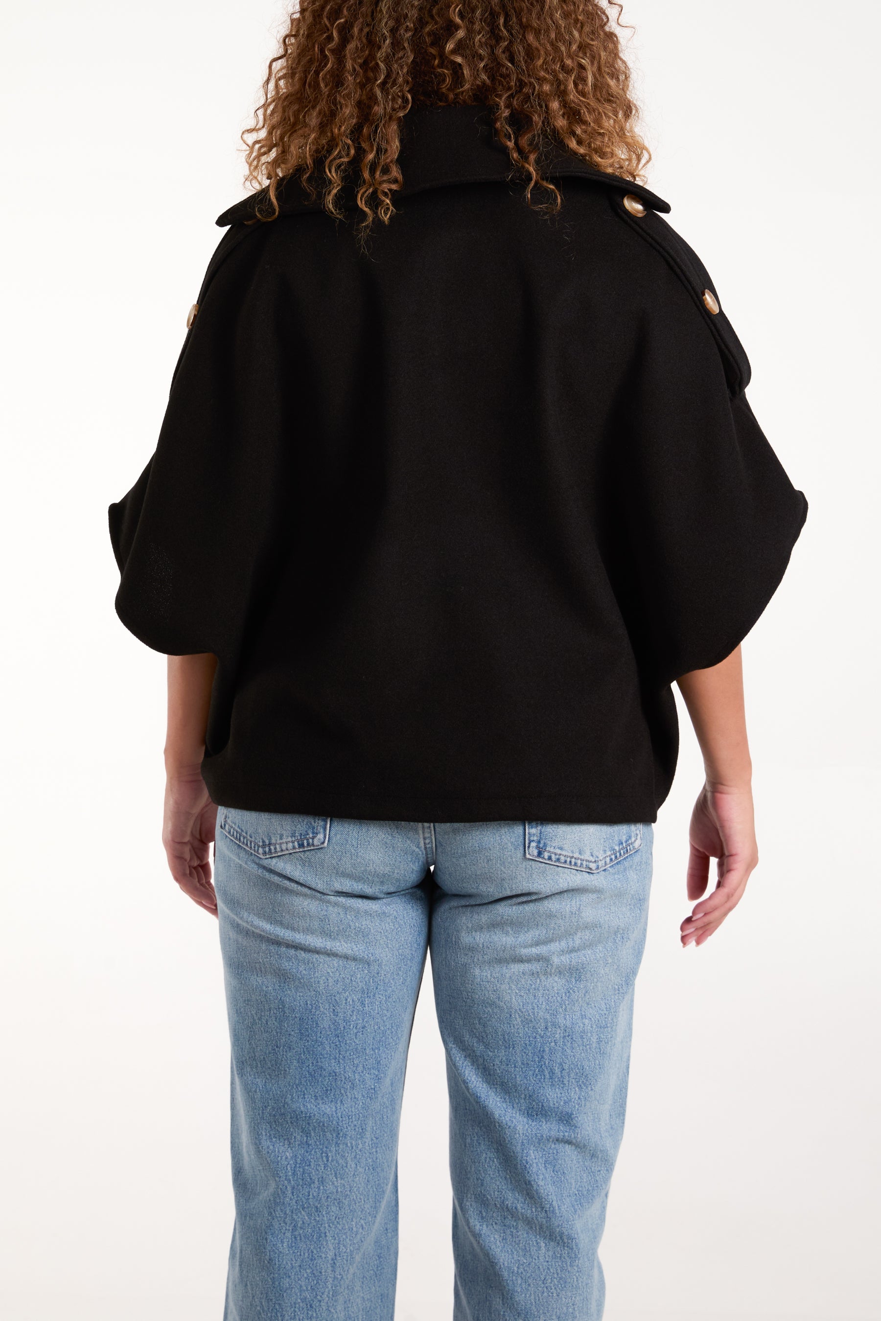Double Breasted Lapel Short Cape