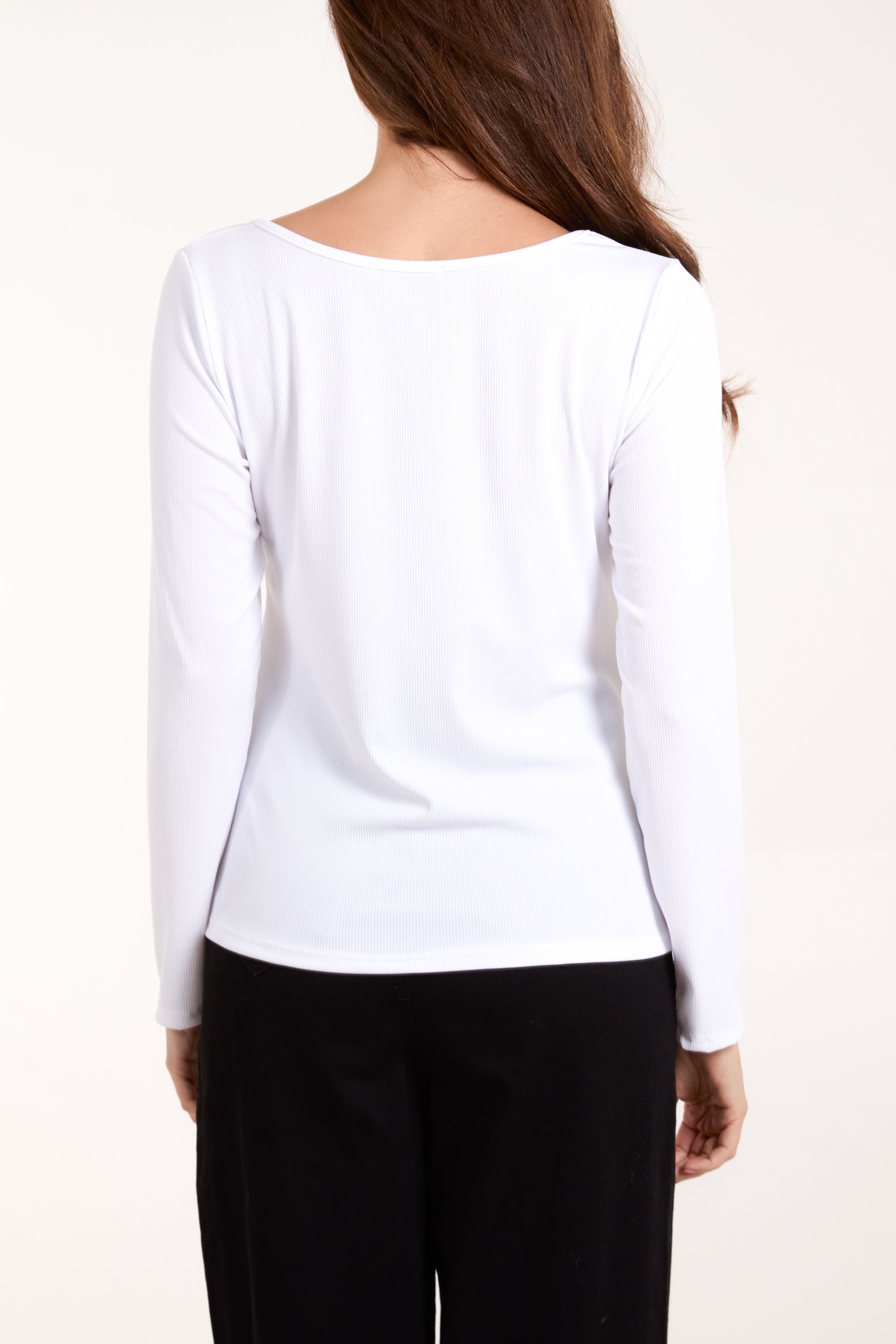 Scoop Neck Ribbed Long Sleeve Top