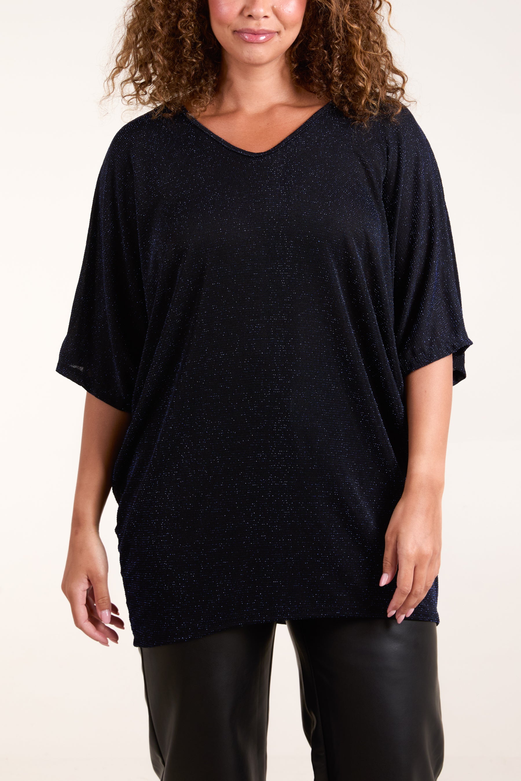 Glitter Lurex Double V-Neck Tunic
