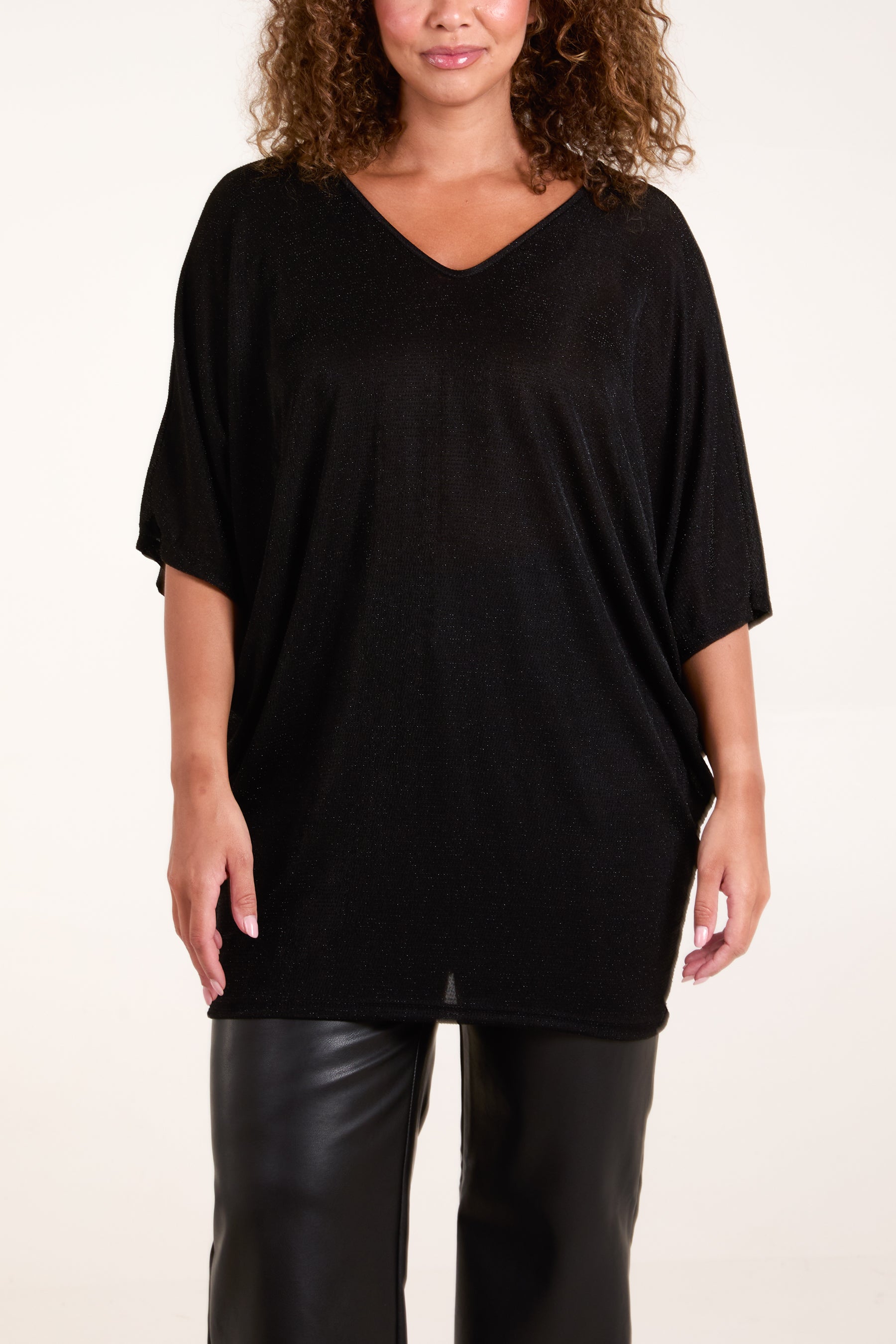 Glitter Lurex Double V-Neck Tunic