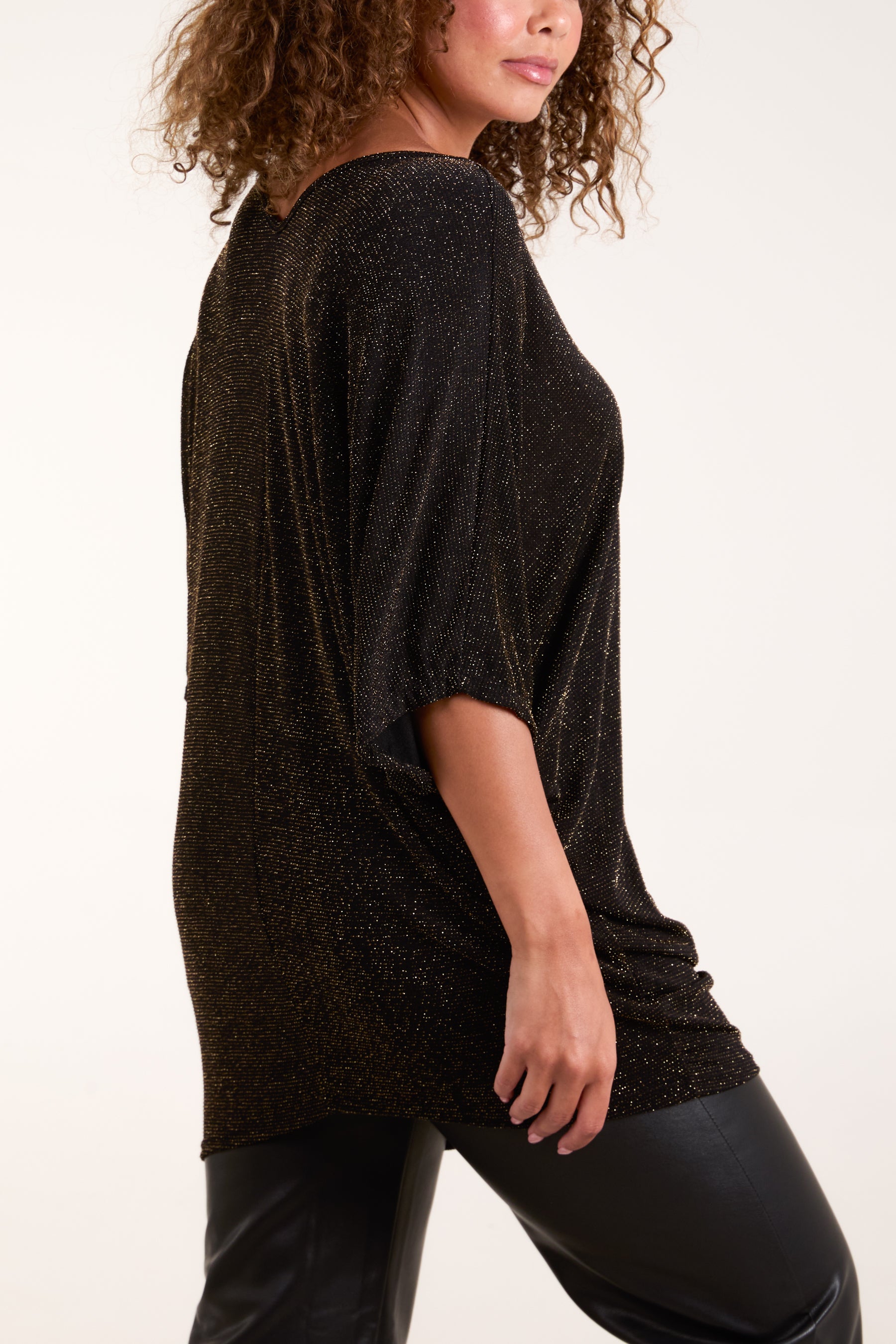 Glitter Lurex Double V-Neck Tunic