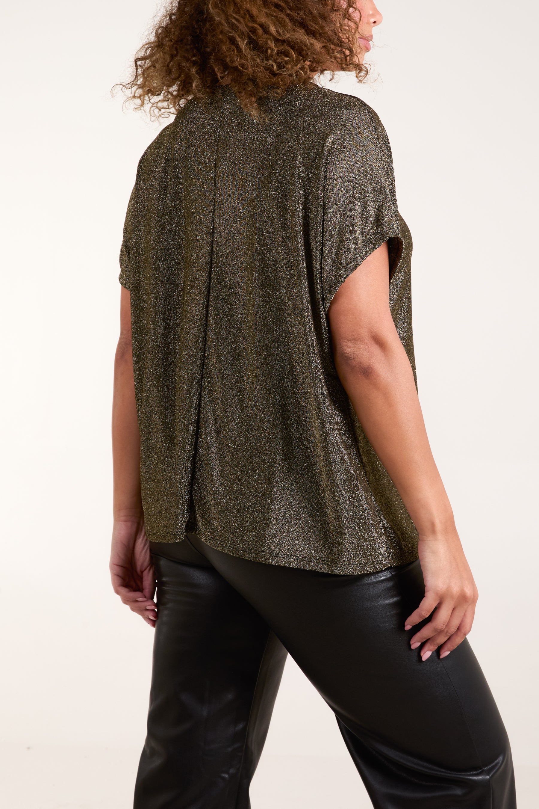 Shimmer Round Neck Short Sleeve Top