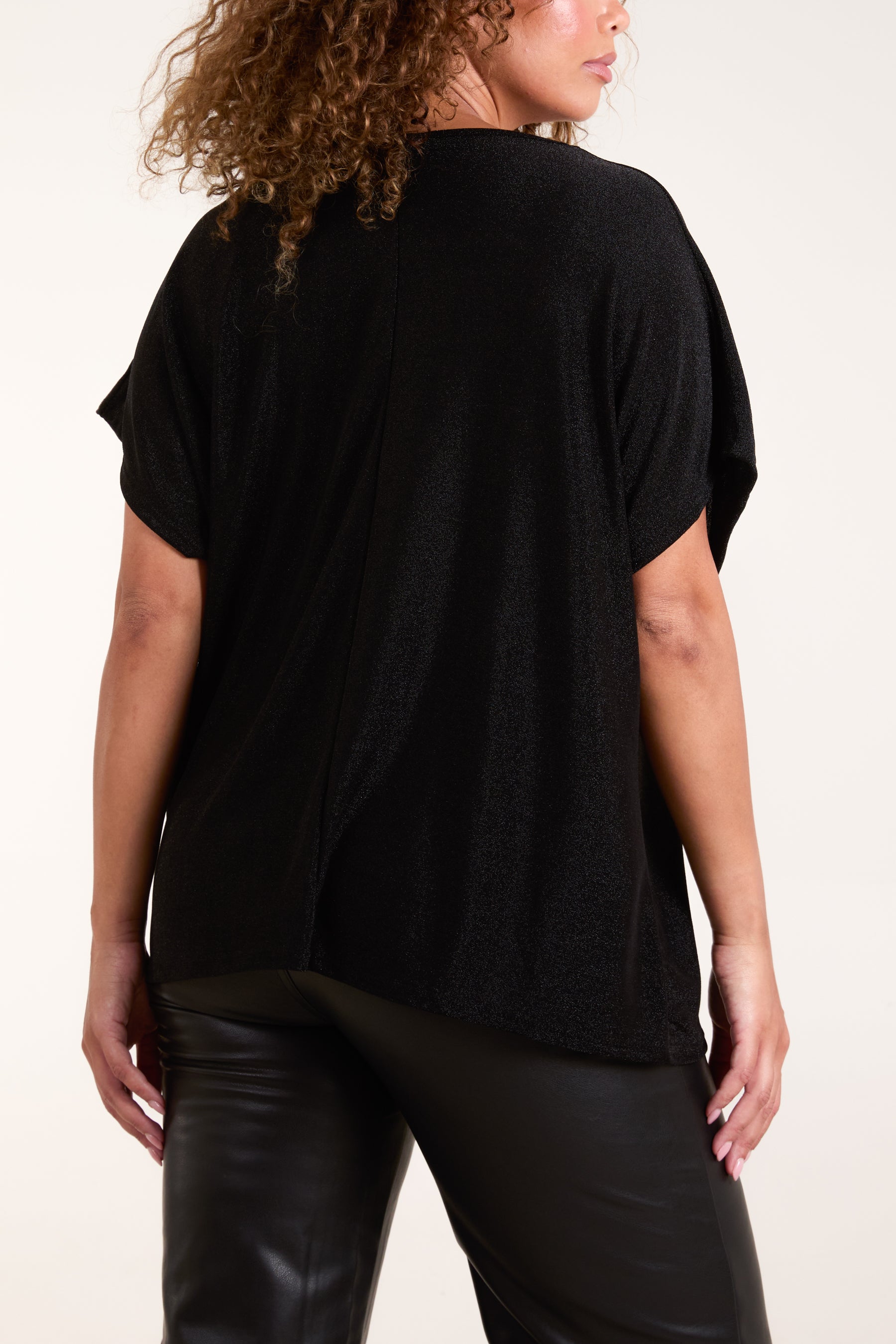Shimmer Round Neck Short Sleeve Top