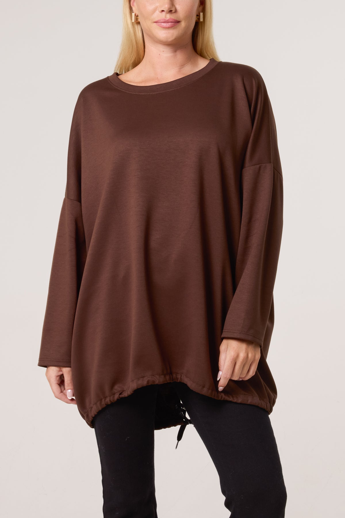 Round Neck Roll Sleeve Sweatshirt