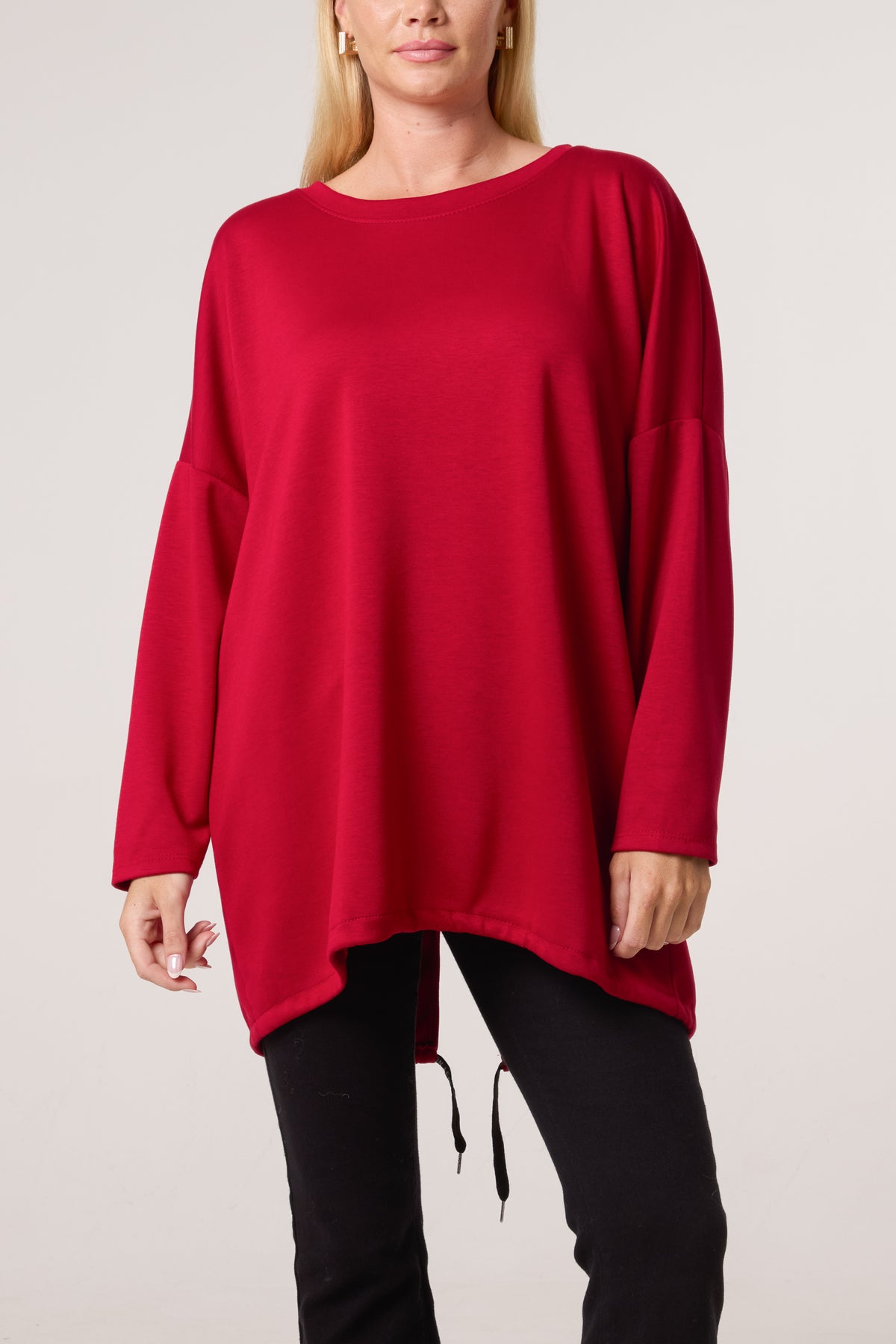 Round Neck Roll Sleeve Sweatshirt