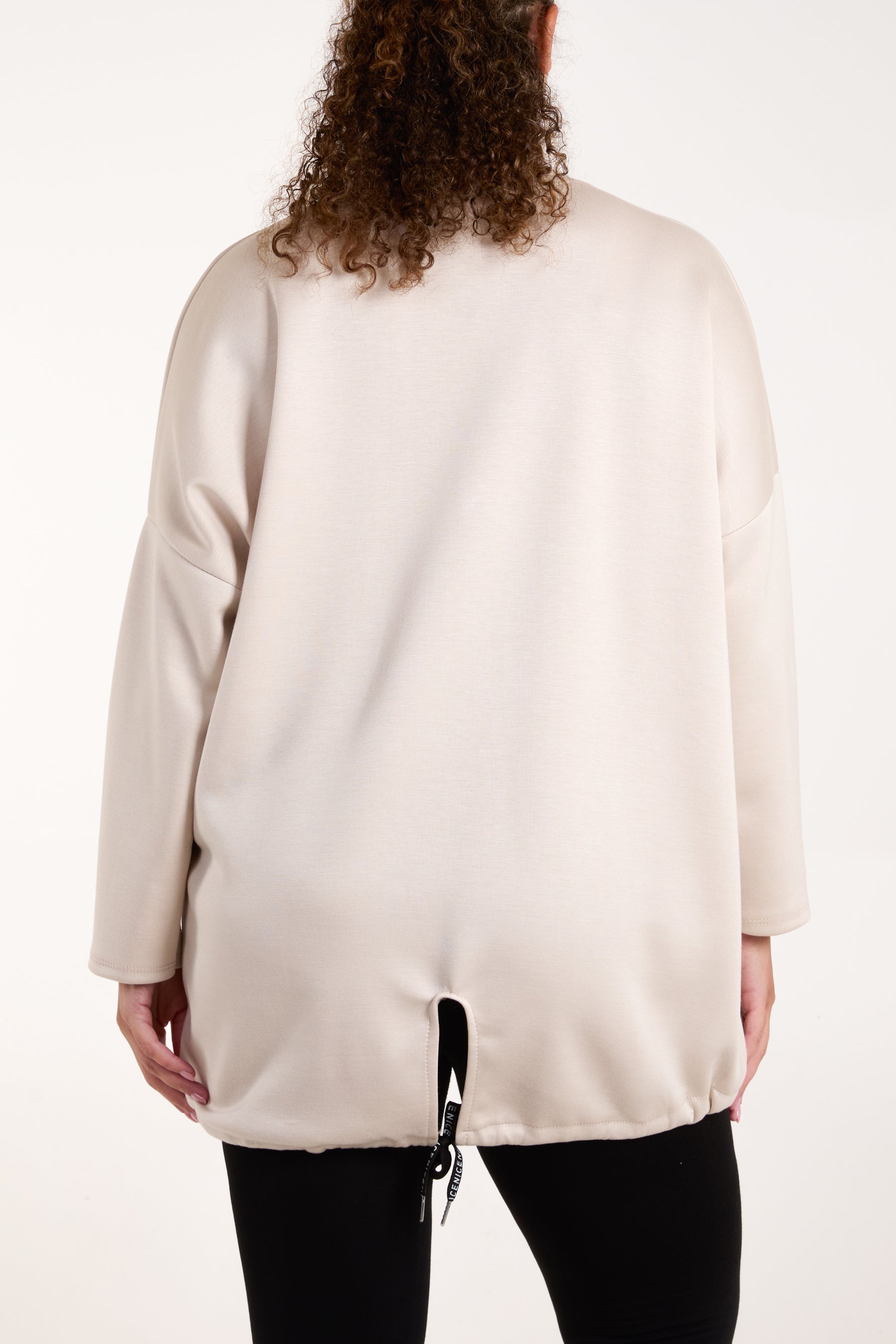 Round Neck Roll Sleeve Sweatshirt