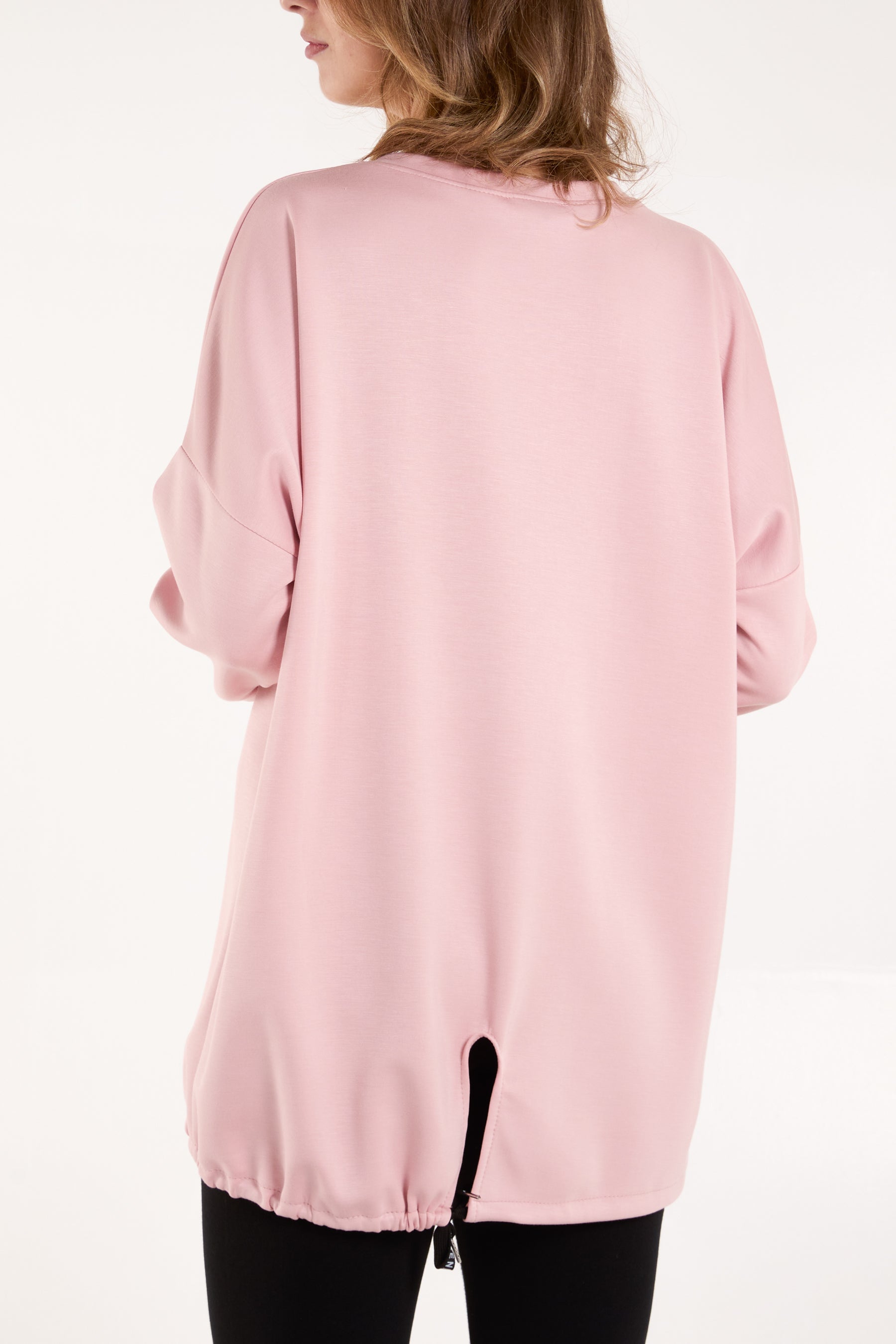 Round Neck Roll Sleeve Sweatshirt