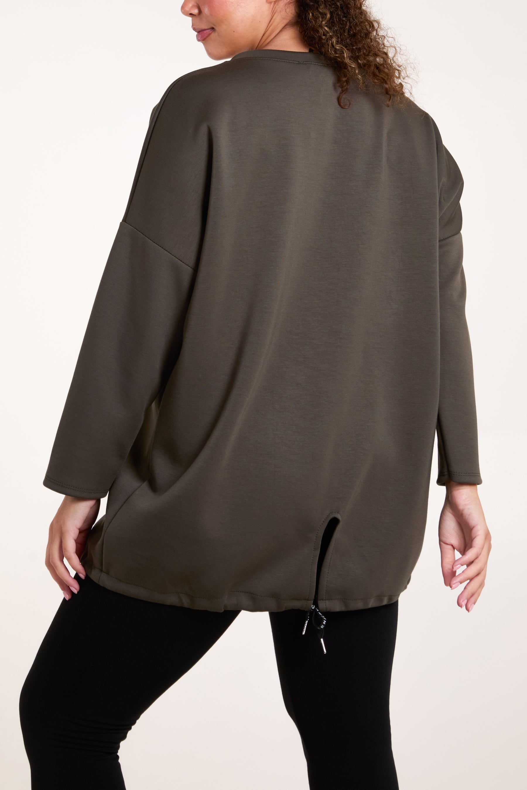 Round Neck Roll Sleeve Sweatshirt