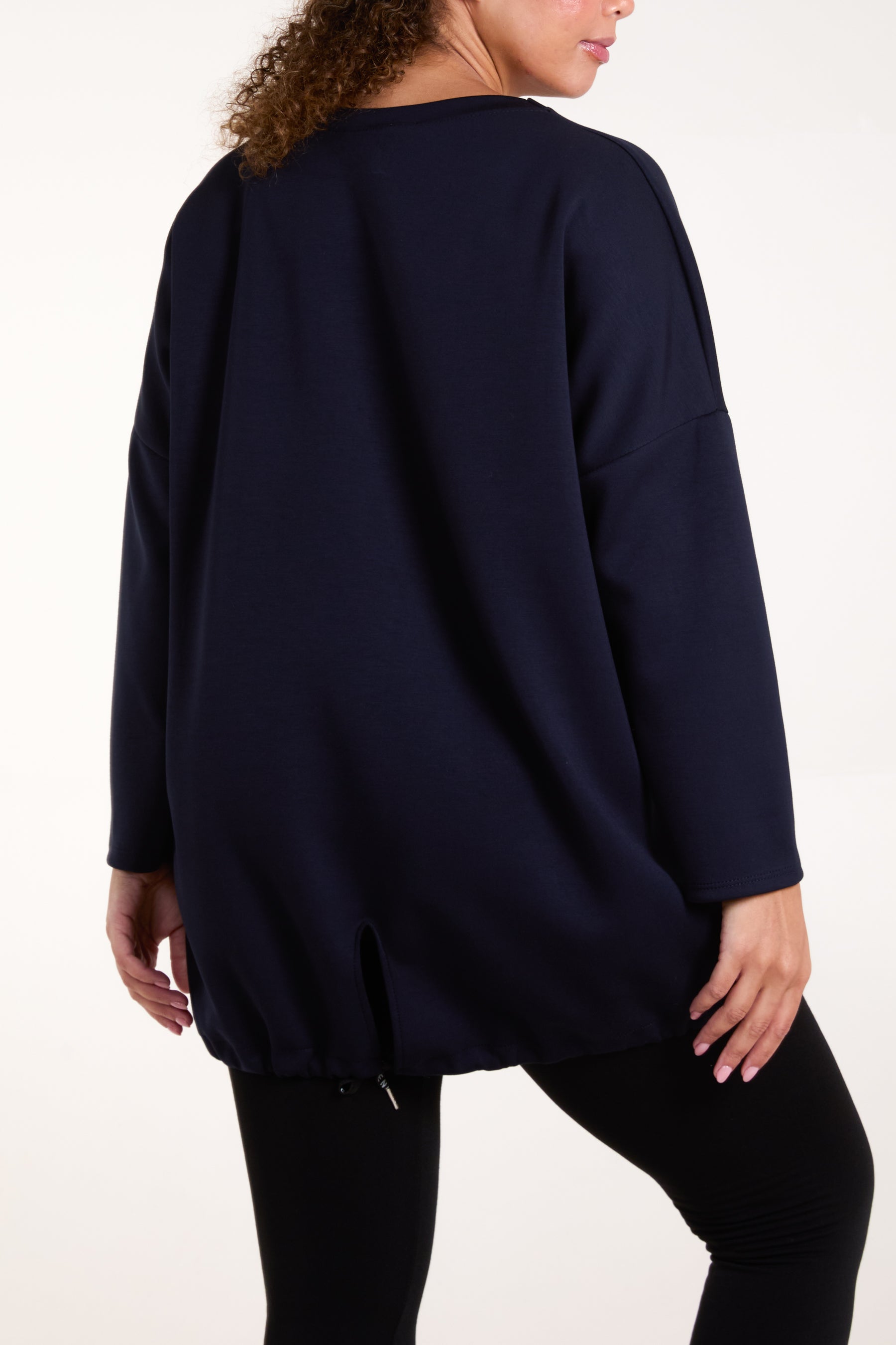 Round Neck Roll Sleeve Sweatshirt
