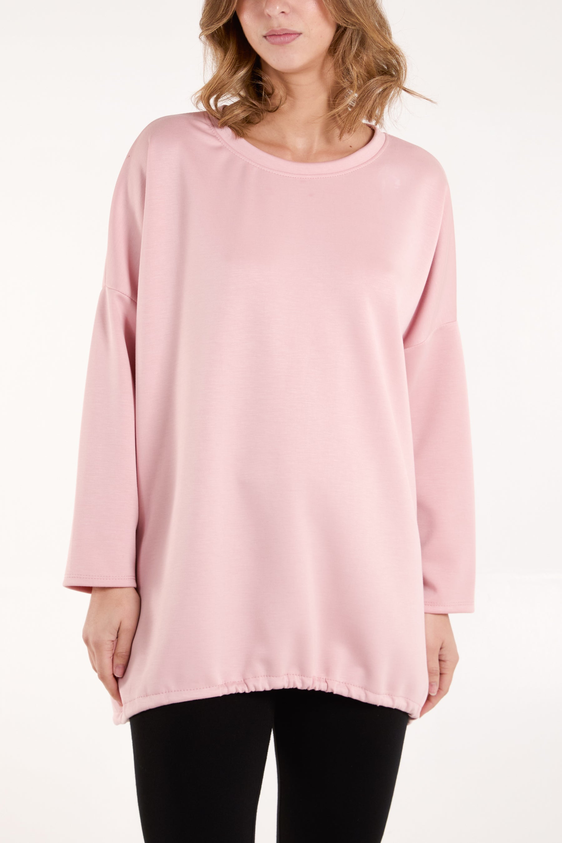 Round Neck Roll Sleeve Sweatshirt