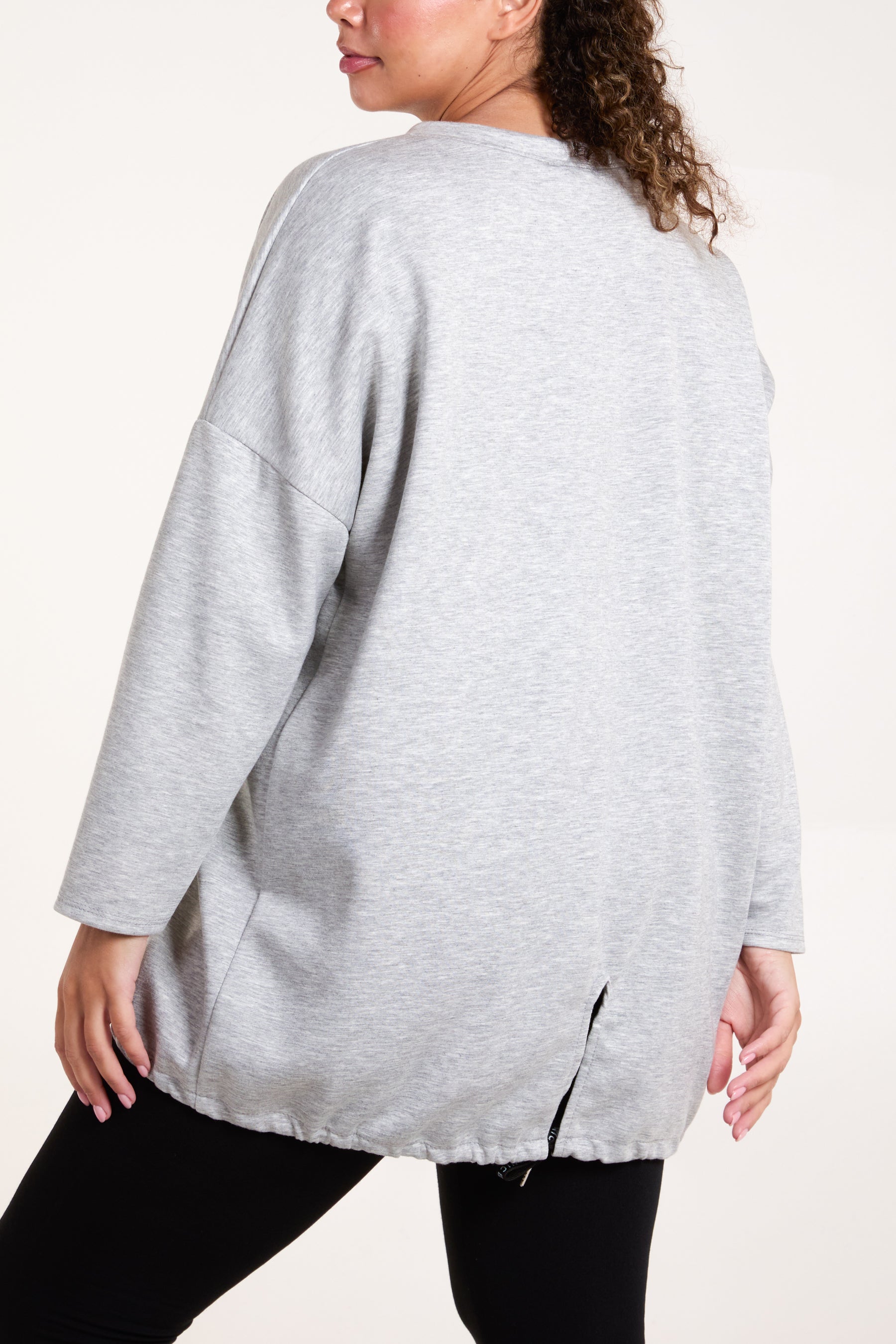 Round Neck Roll Sleeve Sweatshirt