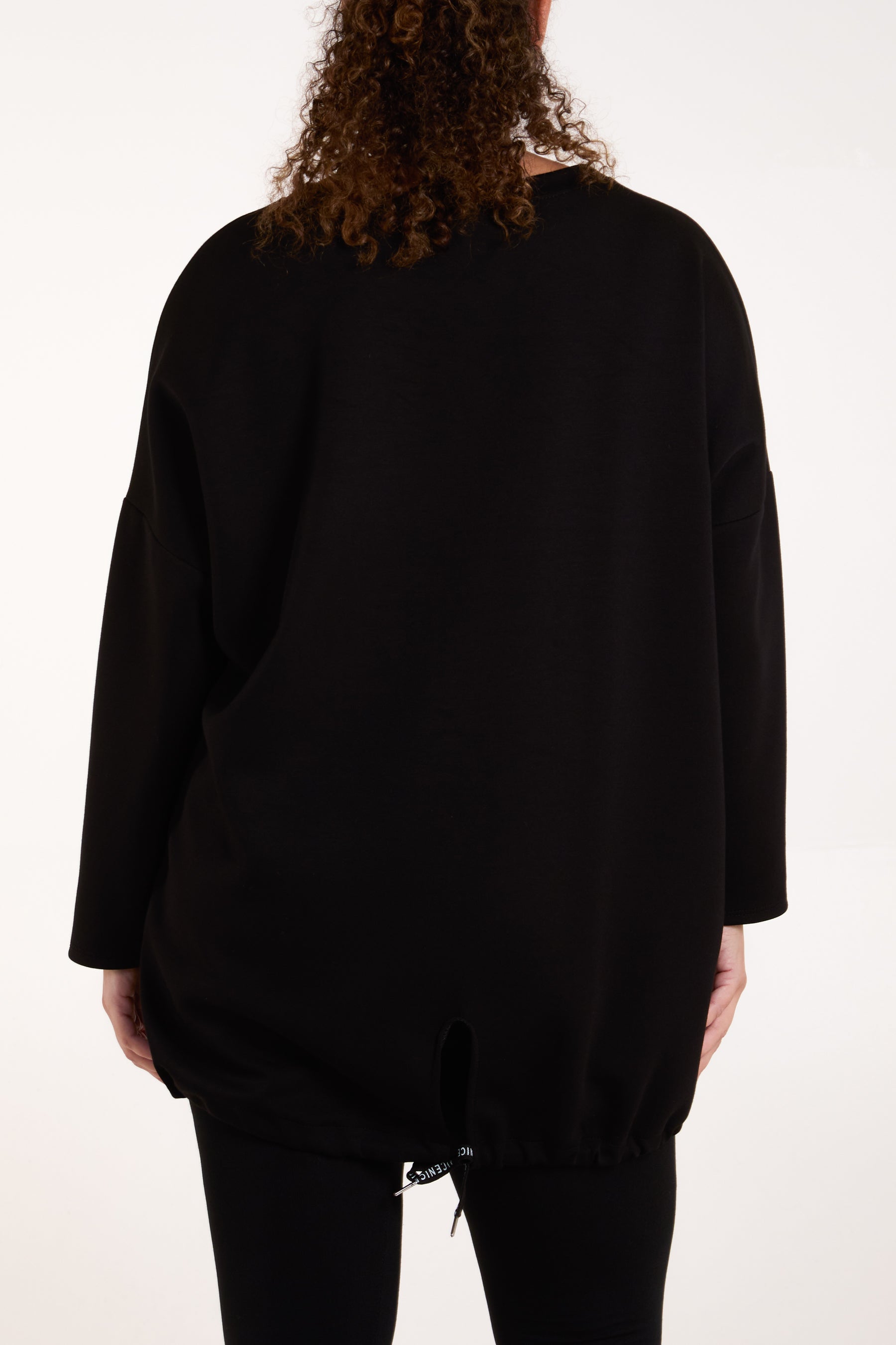 Round Neck Roll Sleeve Sweatshirt