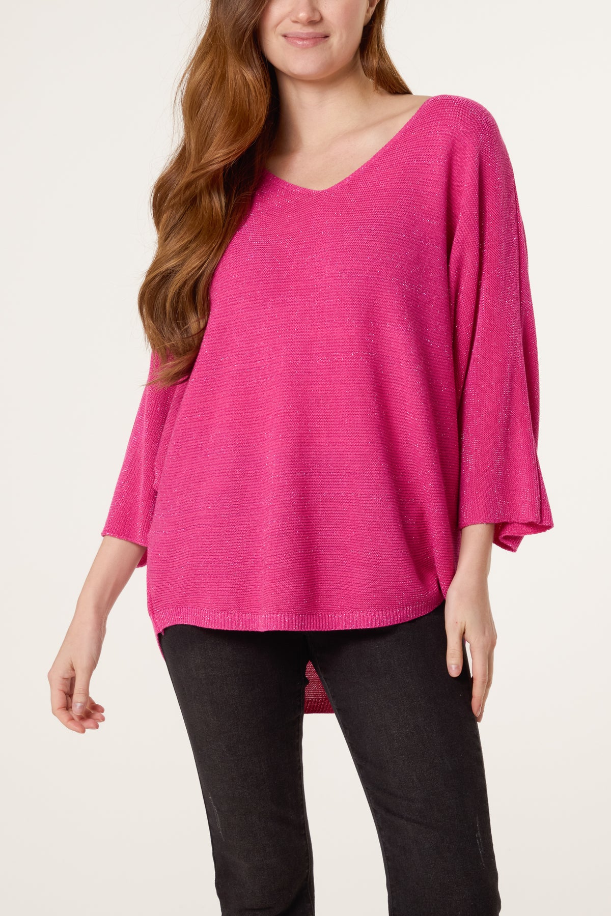 Sparkle Lurex V-Neck Knitted Top