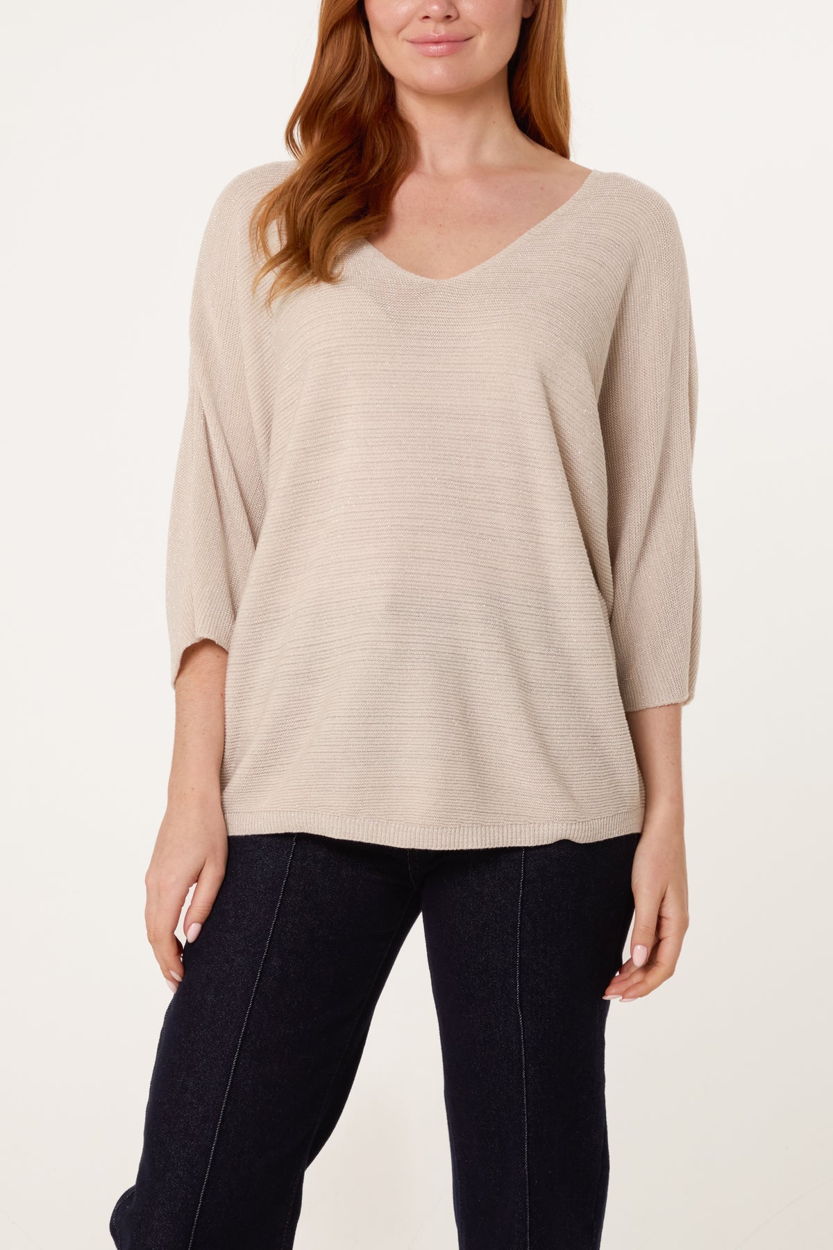 Sparkle Lurex V-Neck Knitted Top