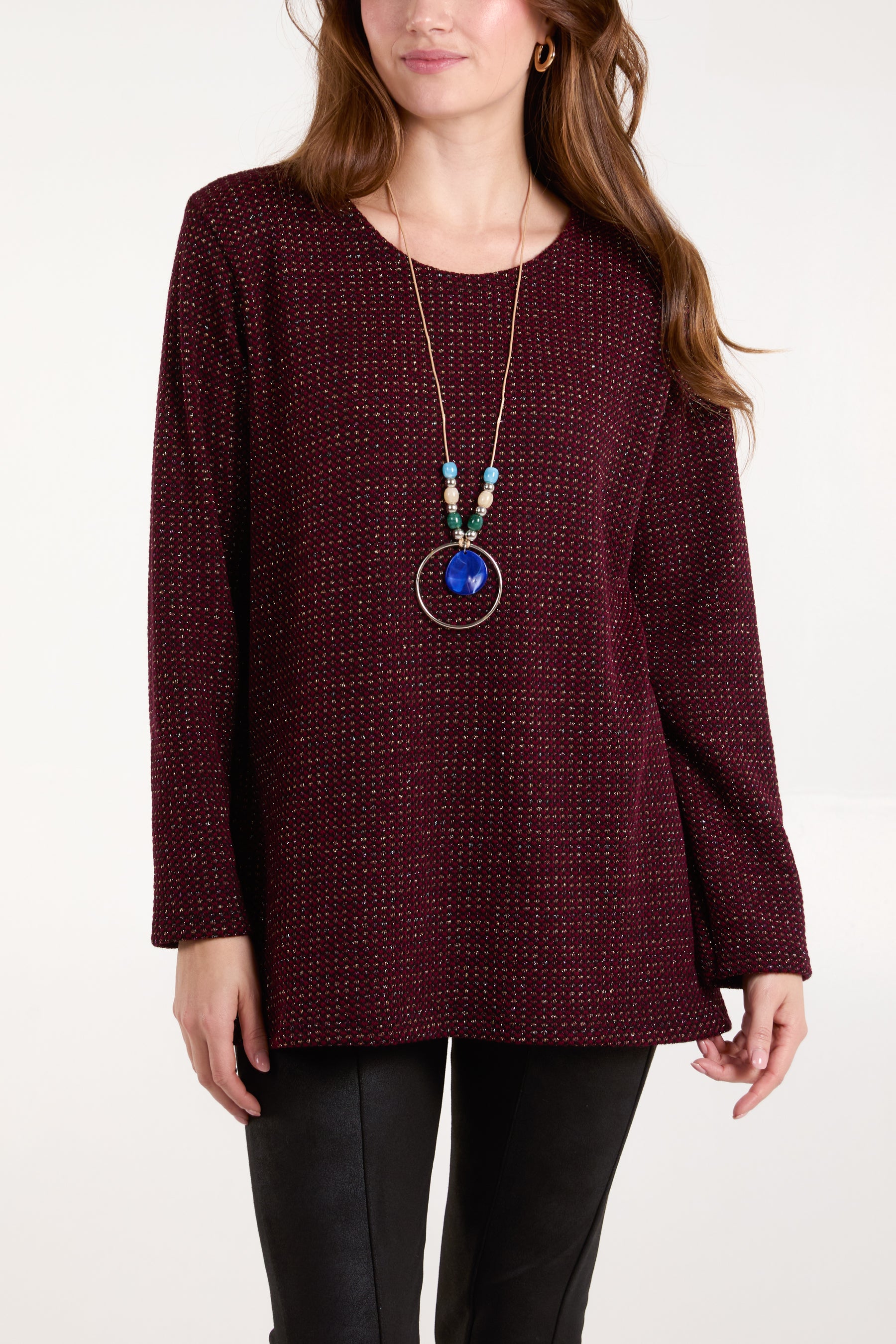Necklace Lurex Long Sleeve Top