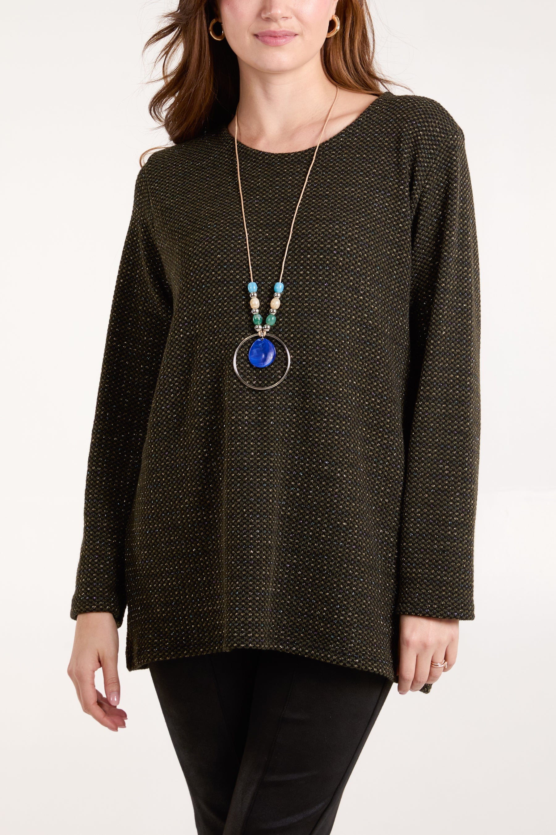 Necklace Lurex Long Sleeve Top