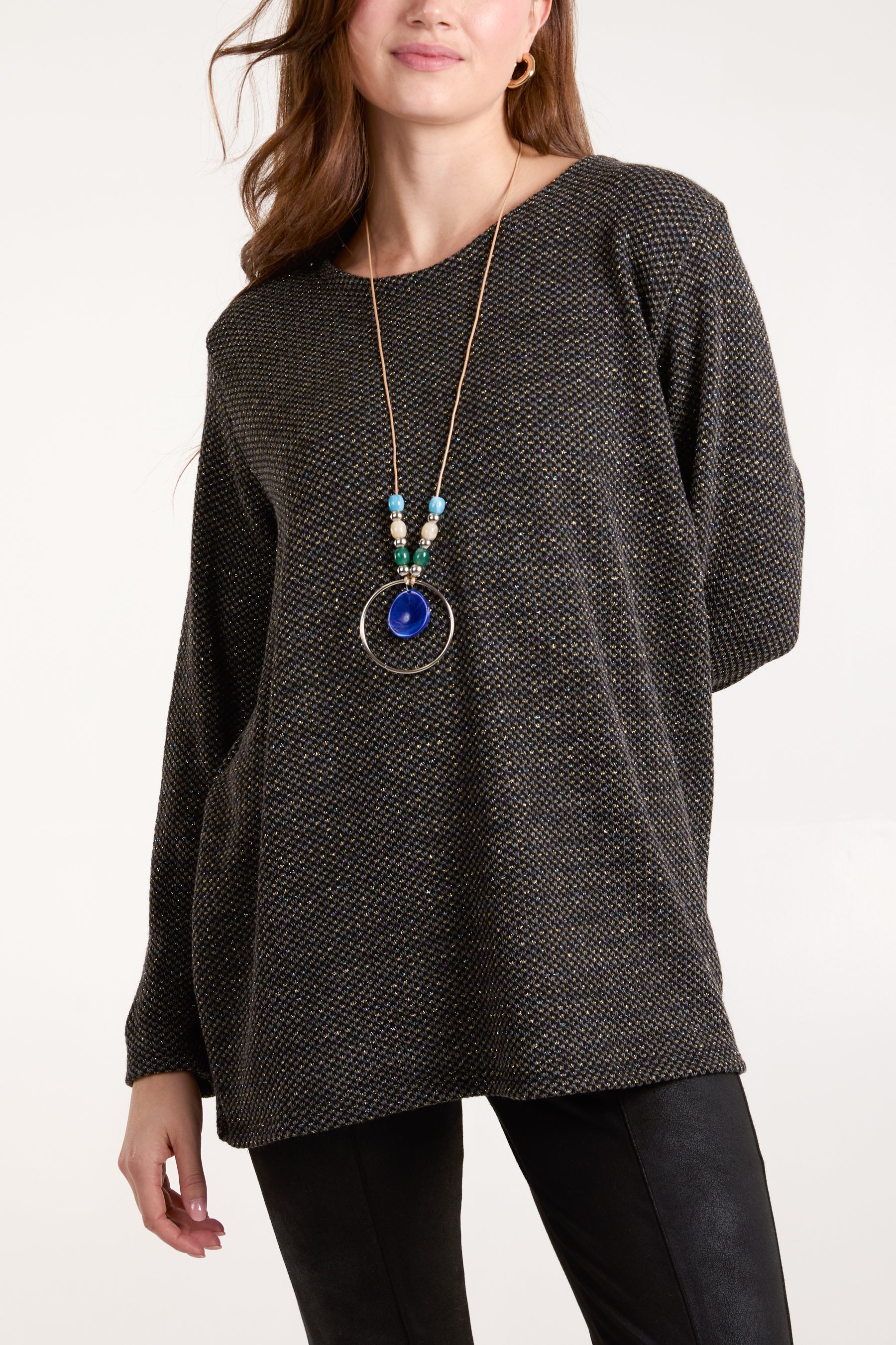 Necklace Lurex Long Sleeve Top