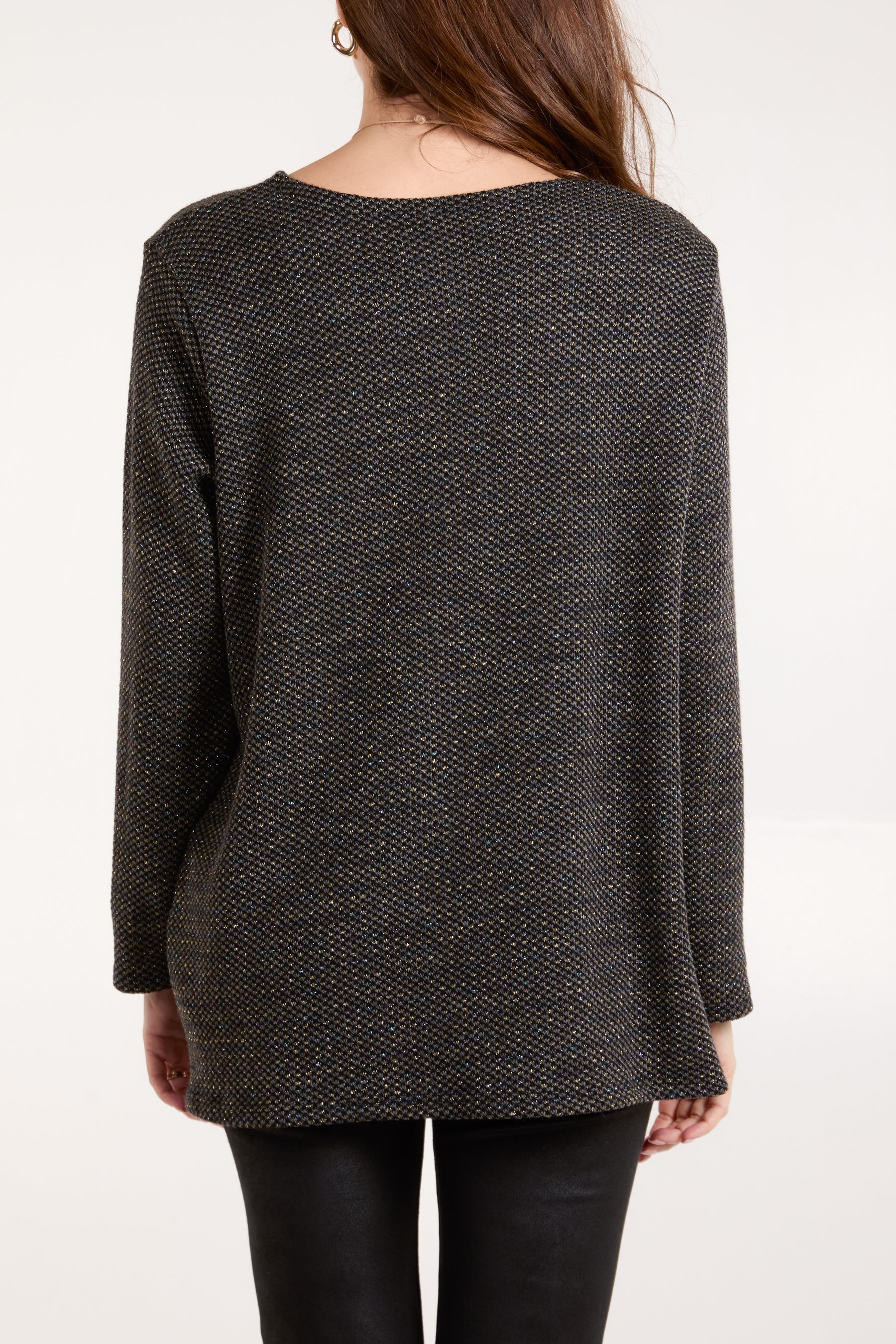 Necklace Lurex Long Sleeve Top