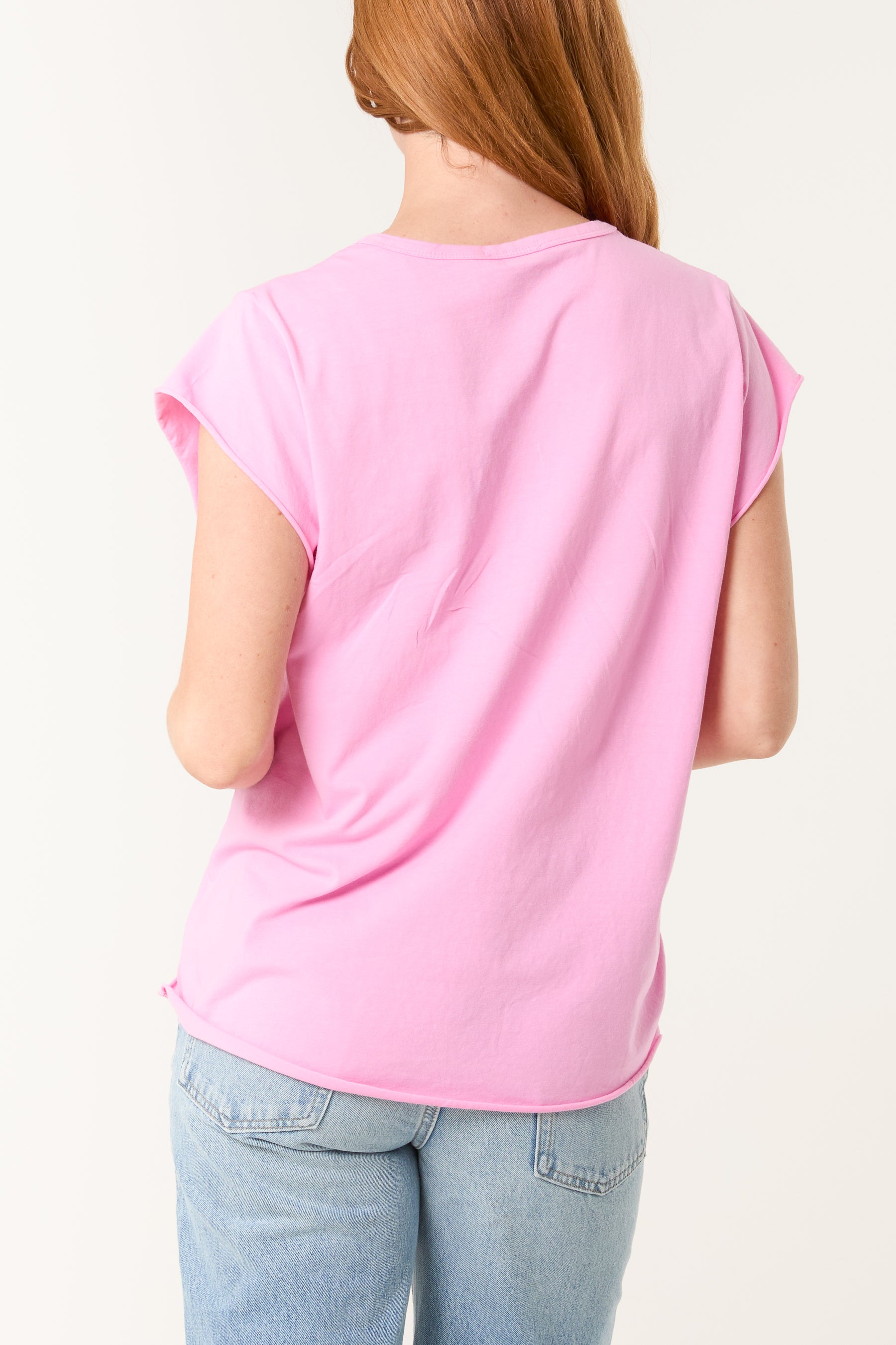 Cap Sleeve High Low Rolled Edge Top