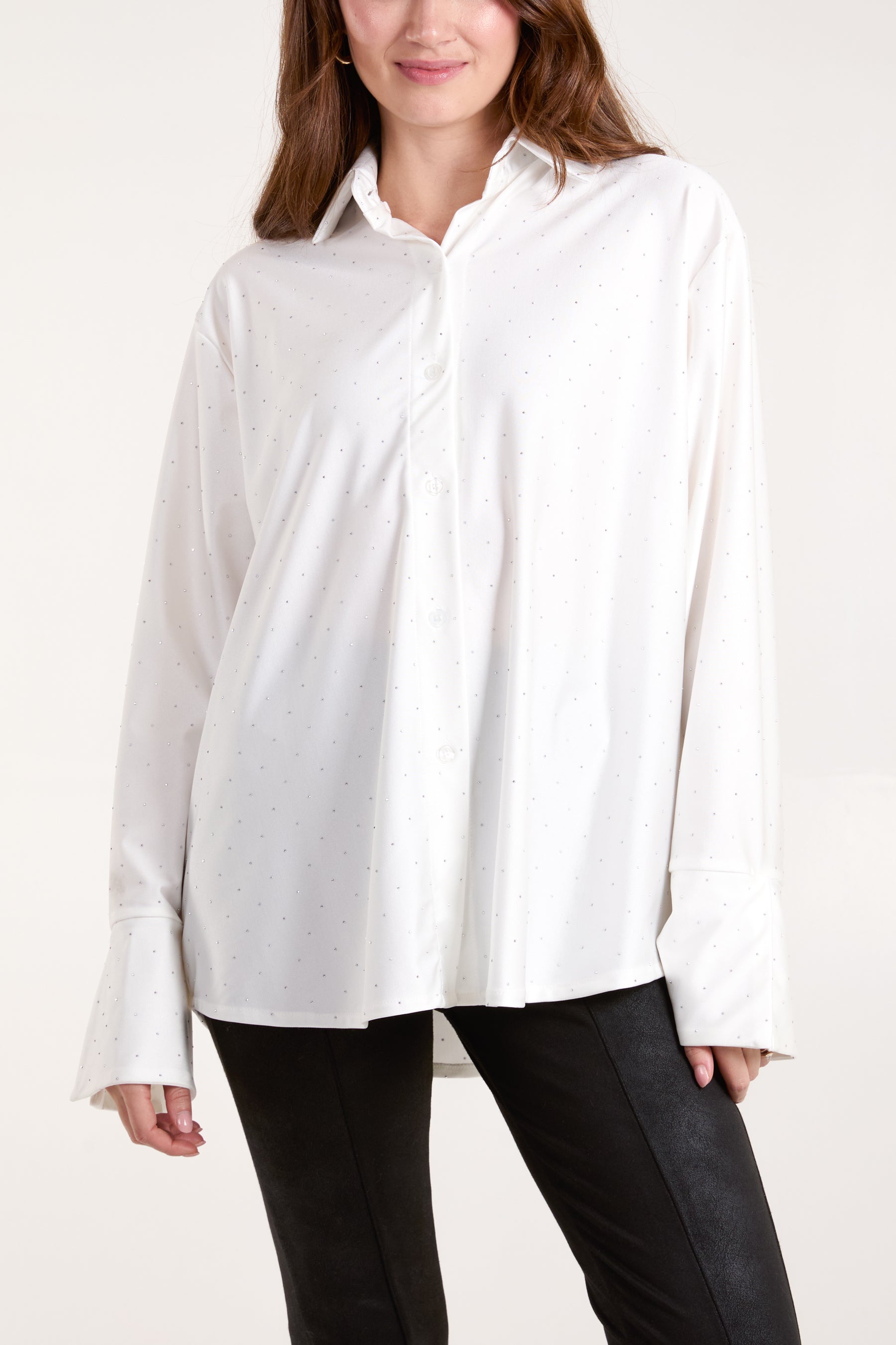 Diamante Stretch Collar Shirt