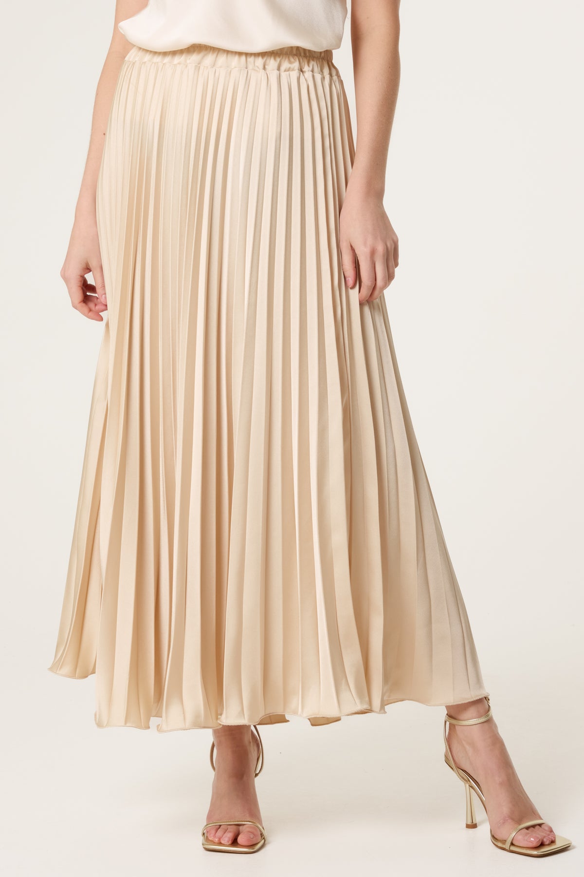 Satin Pleated Maxi Skirt