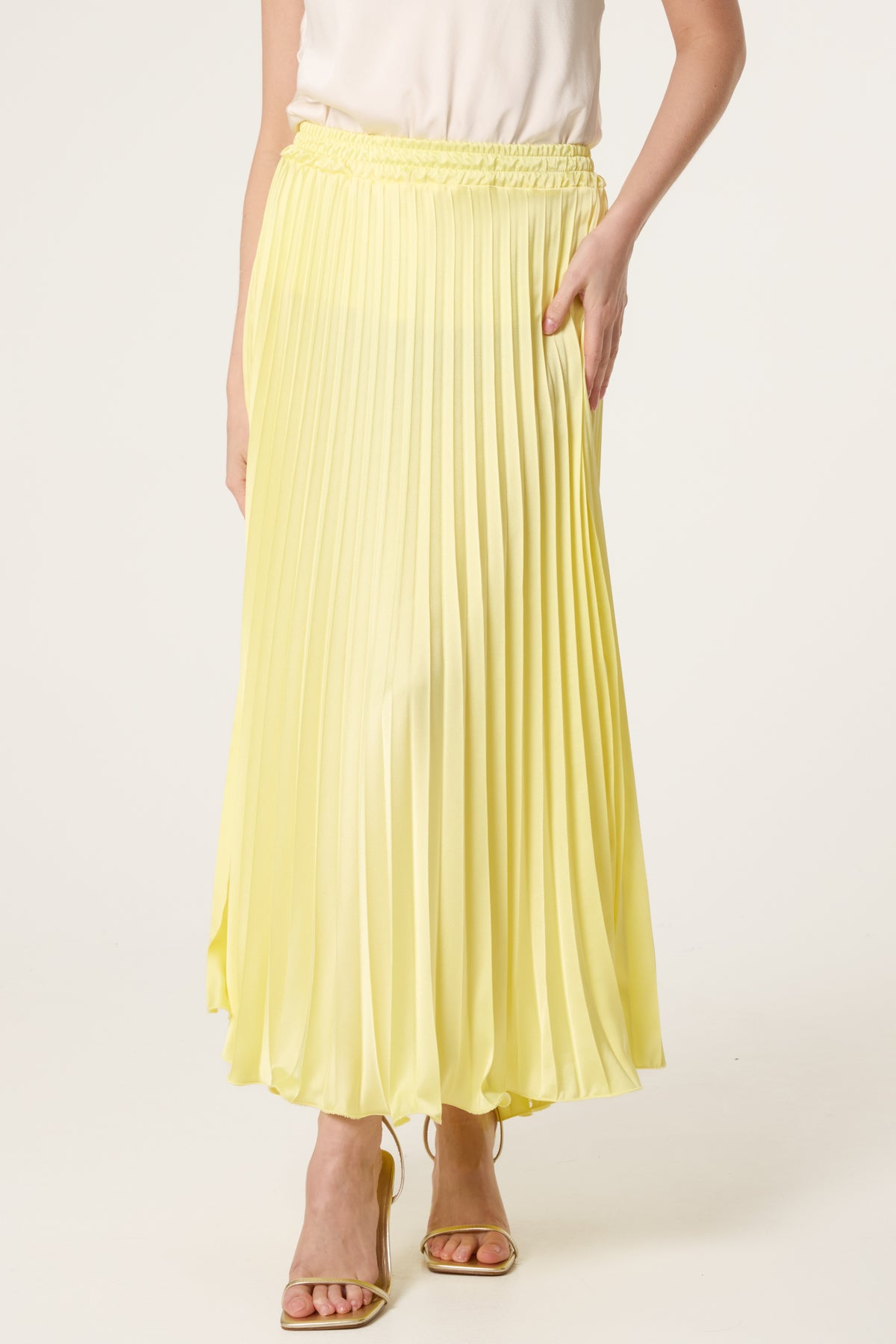 Satin Pleated Maxi Skirt