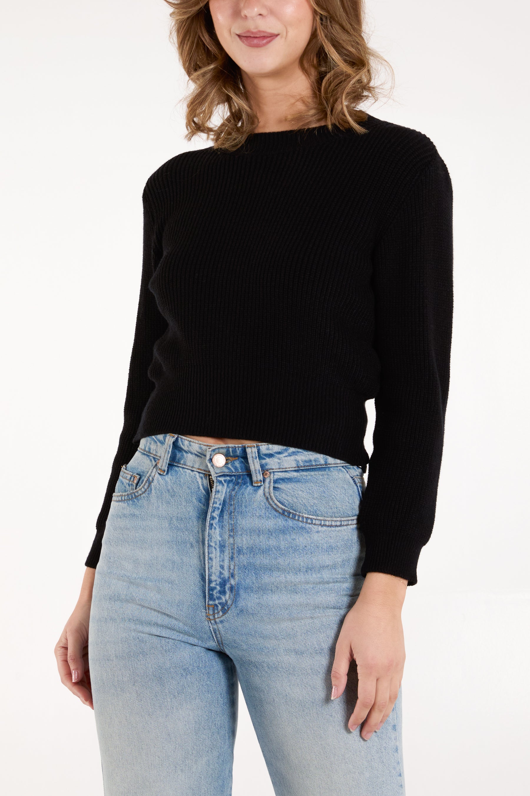 Rib Chunky Knit Cropped Jumper