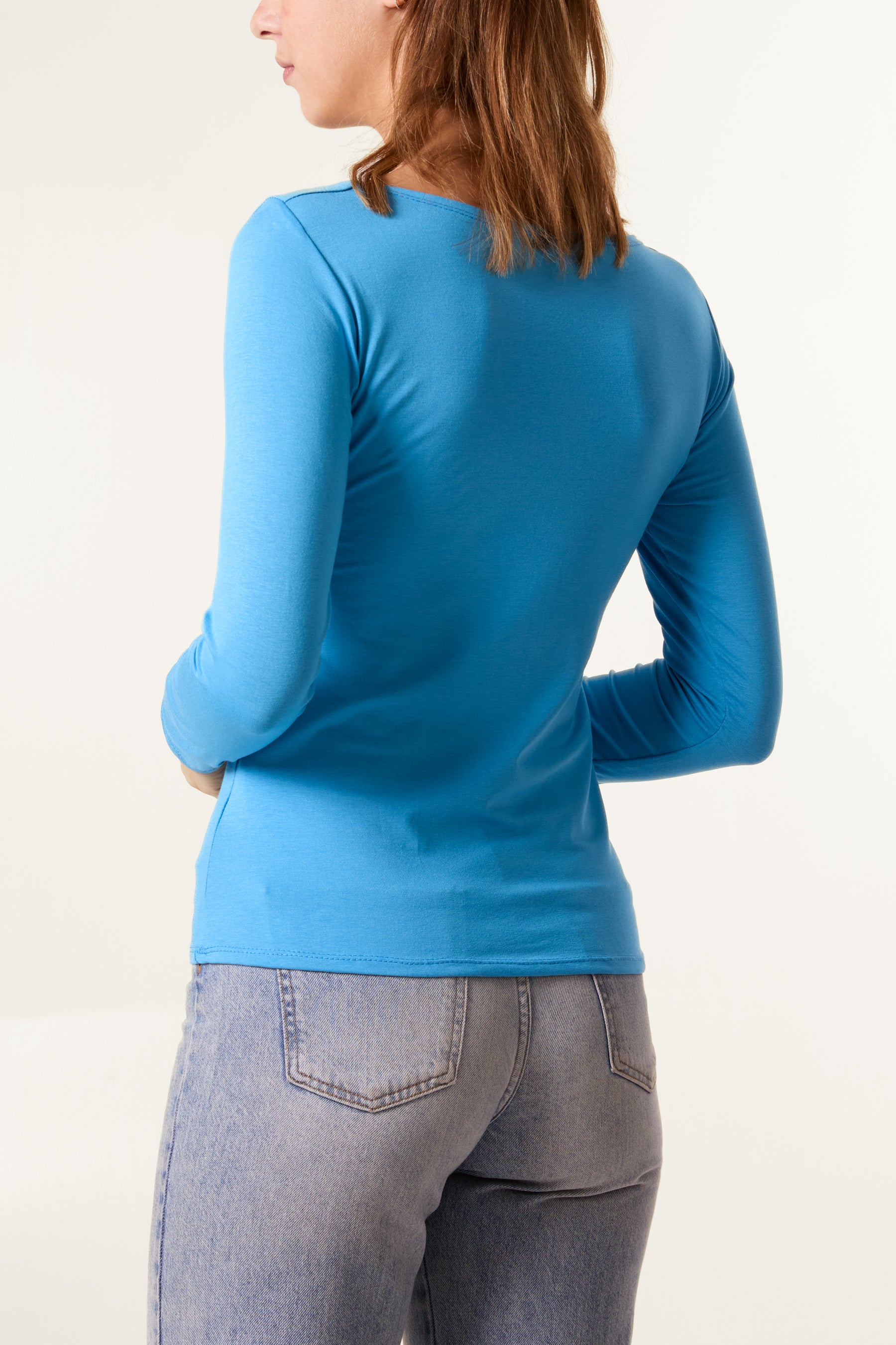 Square Neck Jersey Long Sleeve Top
