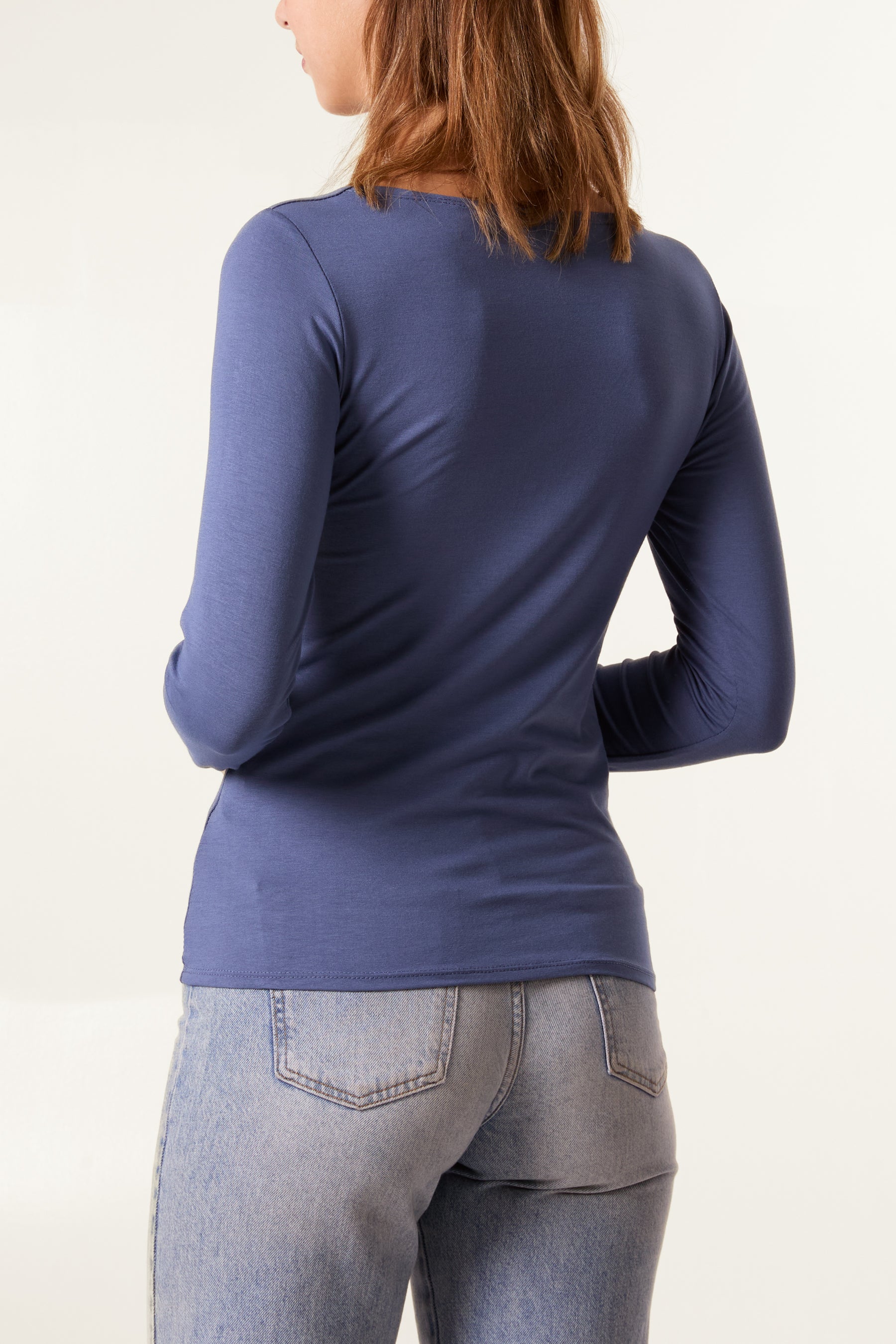 Square Neck Jersey Long Sleeve Top