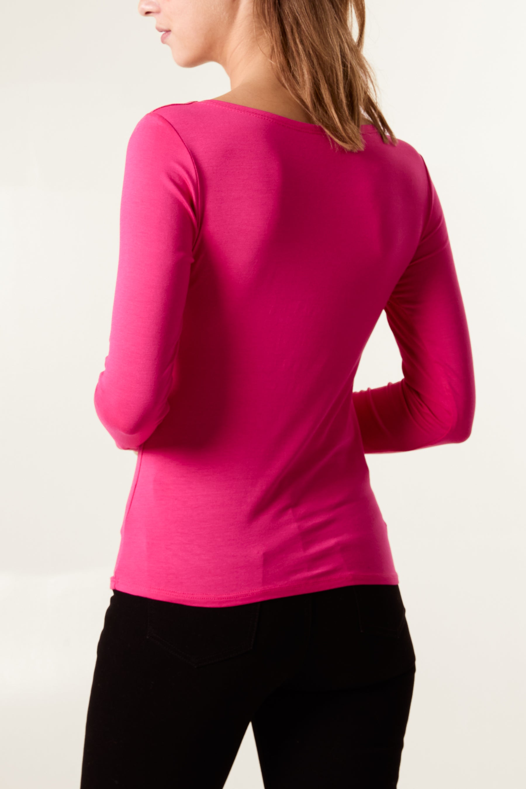 Square Neck Jersey Long Sleeve Top