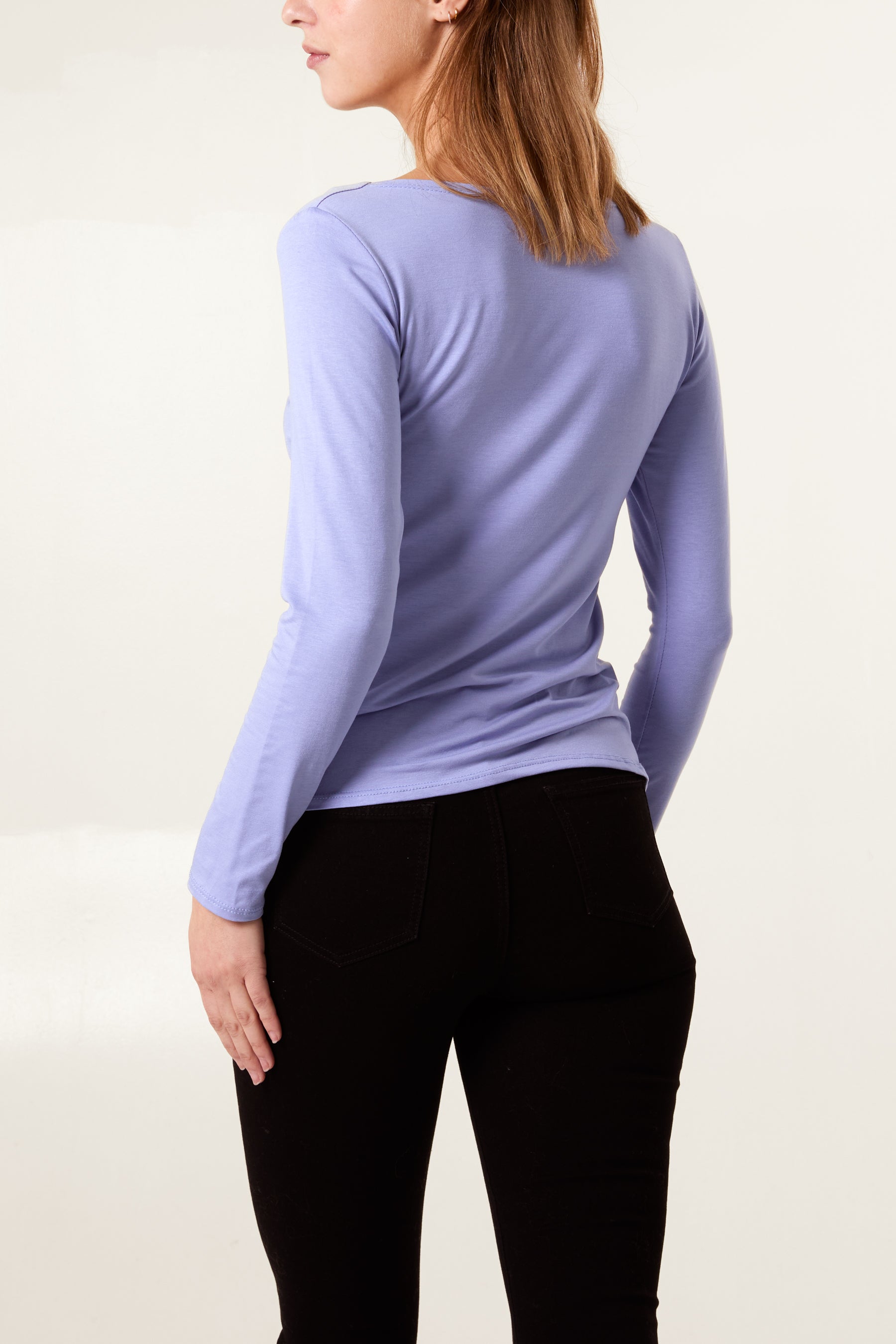 Square Neck Jersey Long Sleeve Top