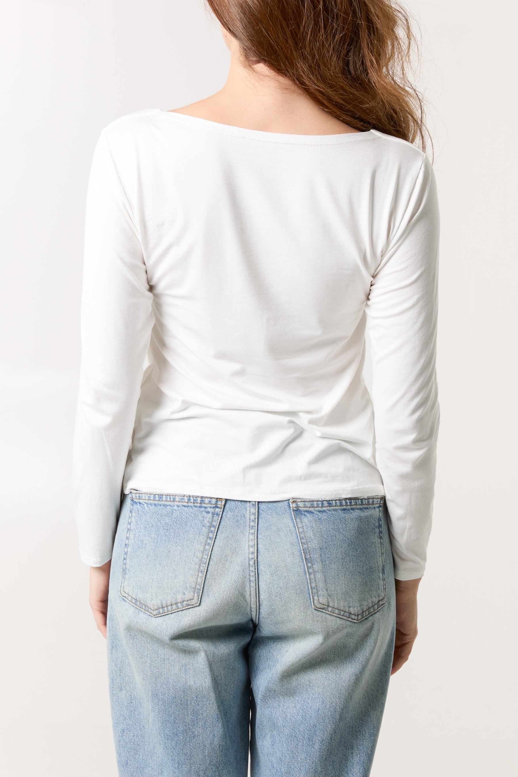 Square Neck Jersey Long Sleeve Top
