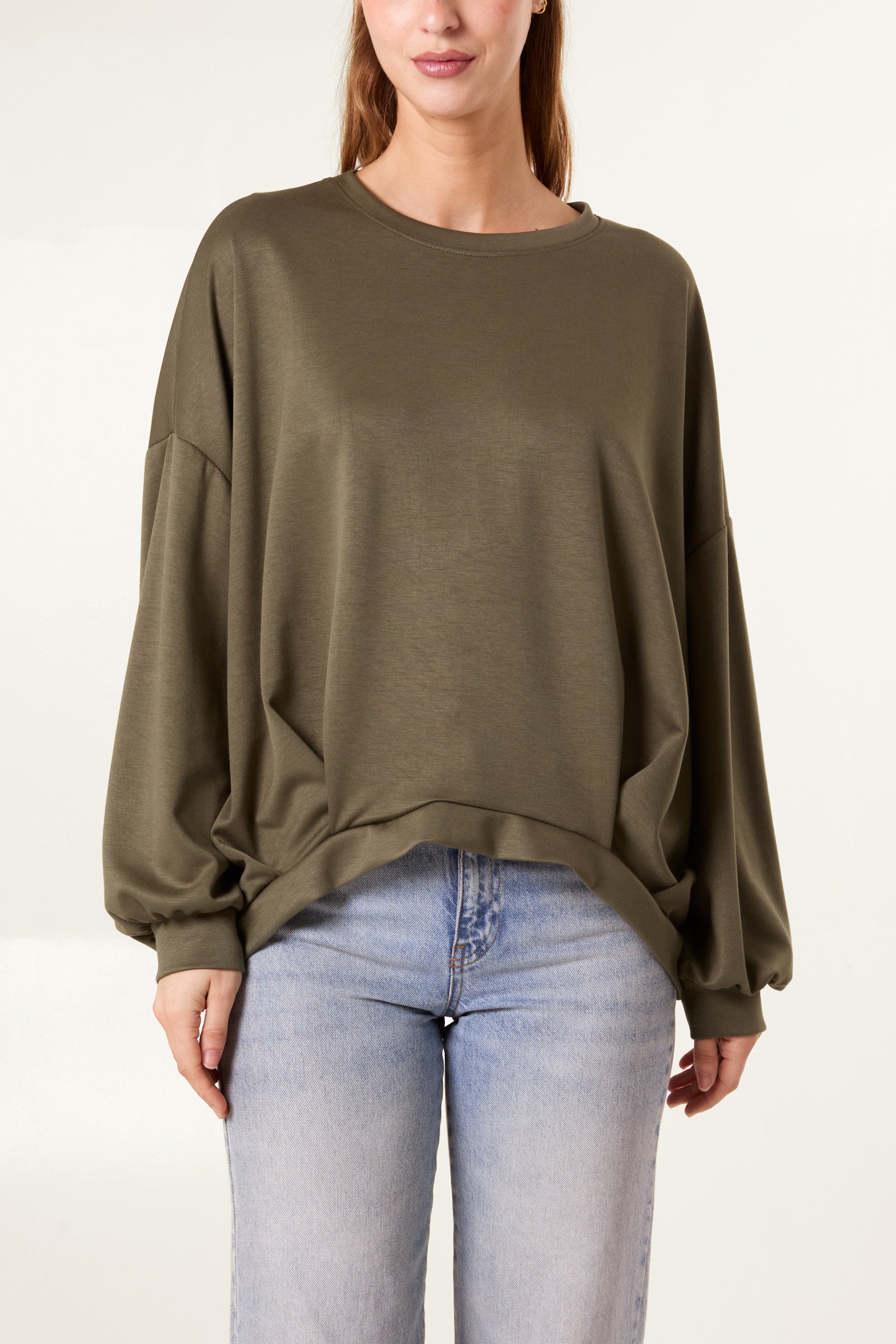 Soft Touch Puffball Sleeve Sweat Top