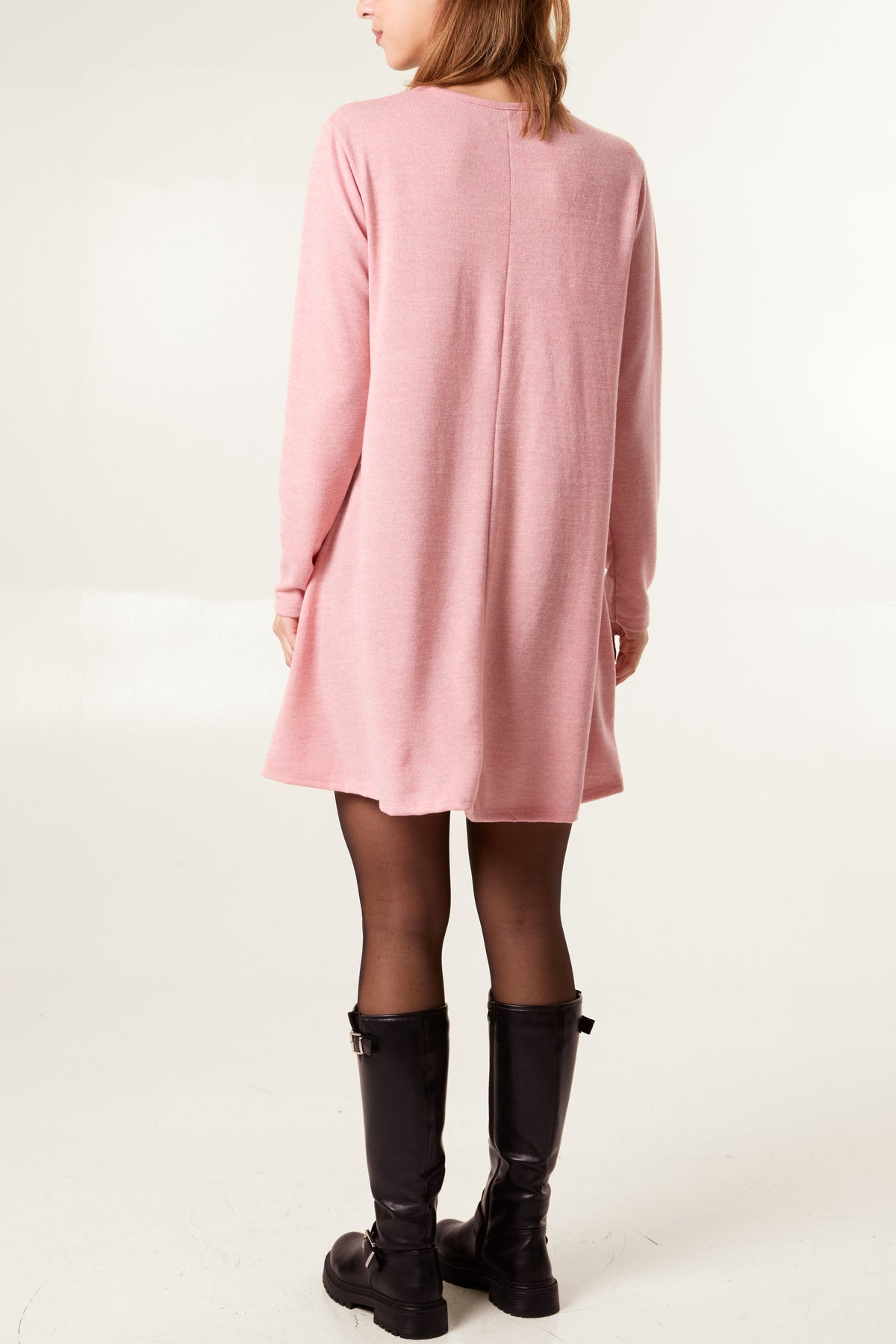 Fine Knit Long Sleeve Swing Mini Dress