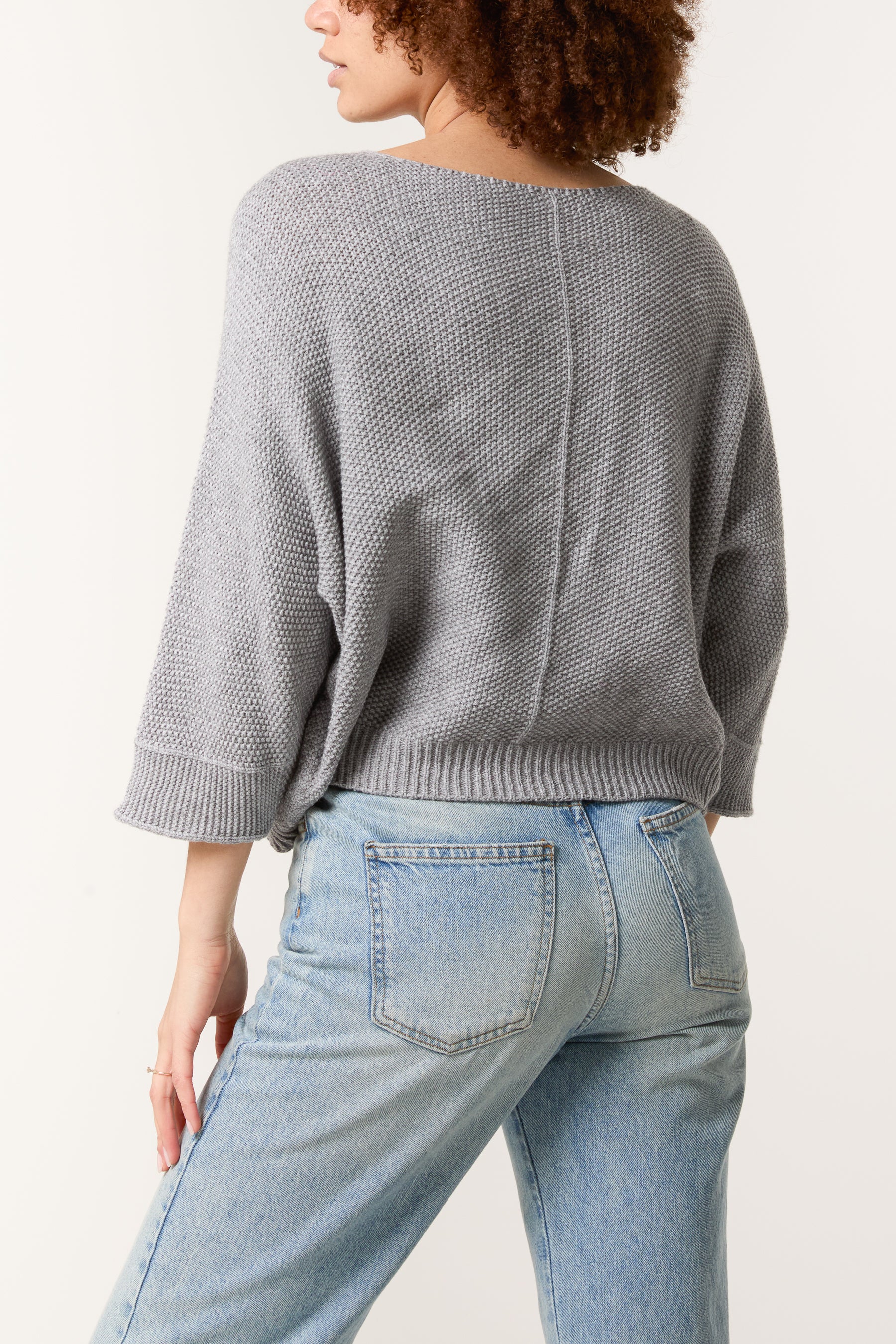 V-Neck 3/4 Sleeve Stretchy Jumper