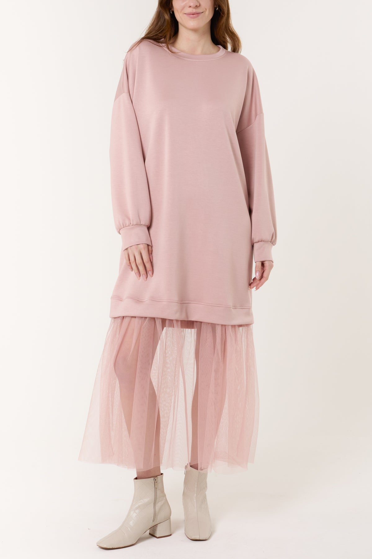 Soft Touch Sweat Dress w/ Mesh Insert