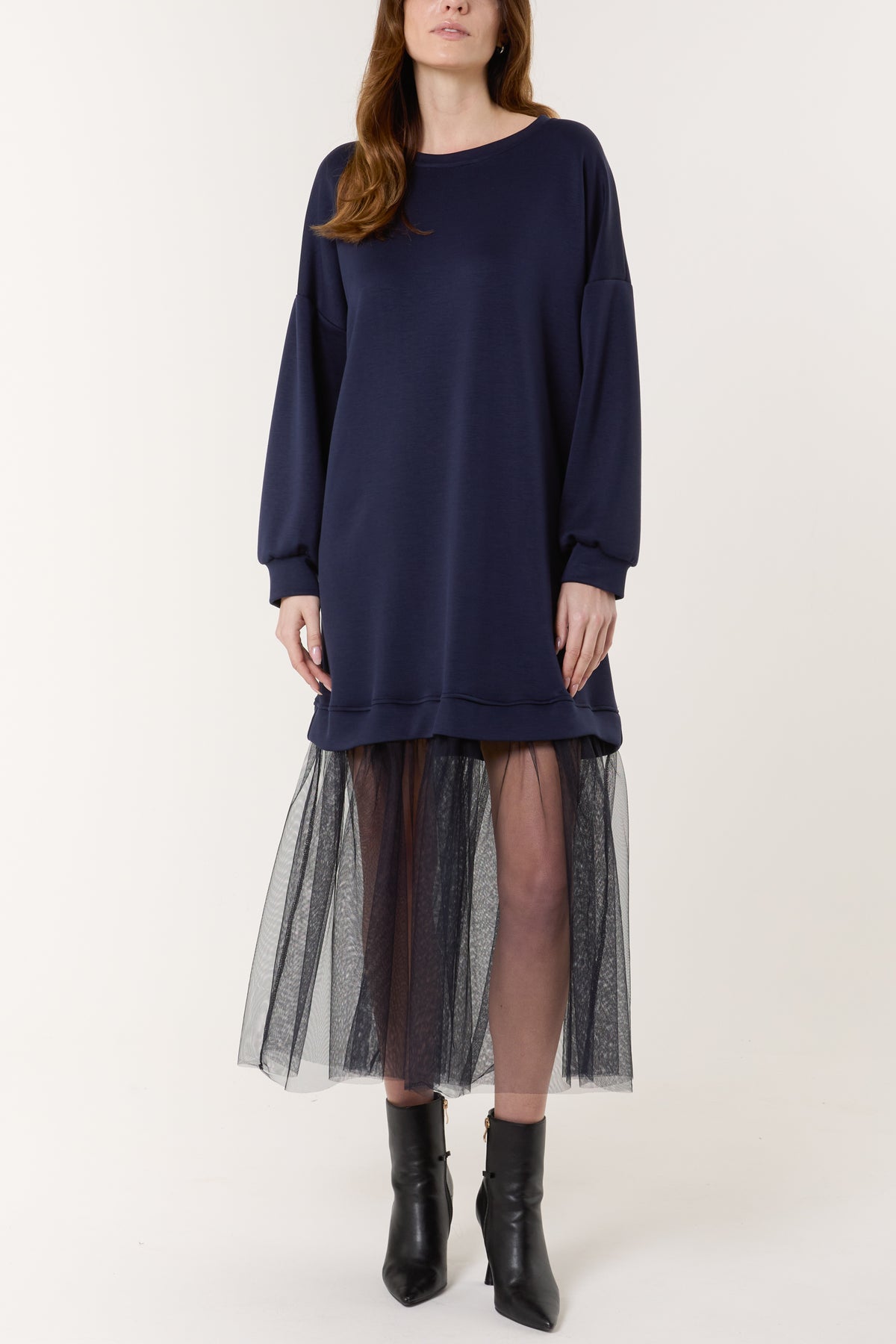 Soft Touch Sweat Dress w/ Mesh Insert