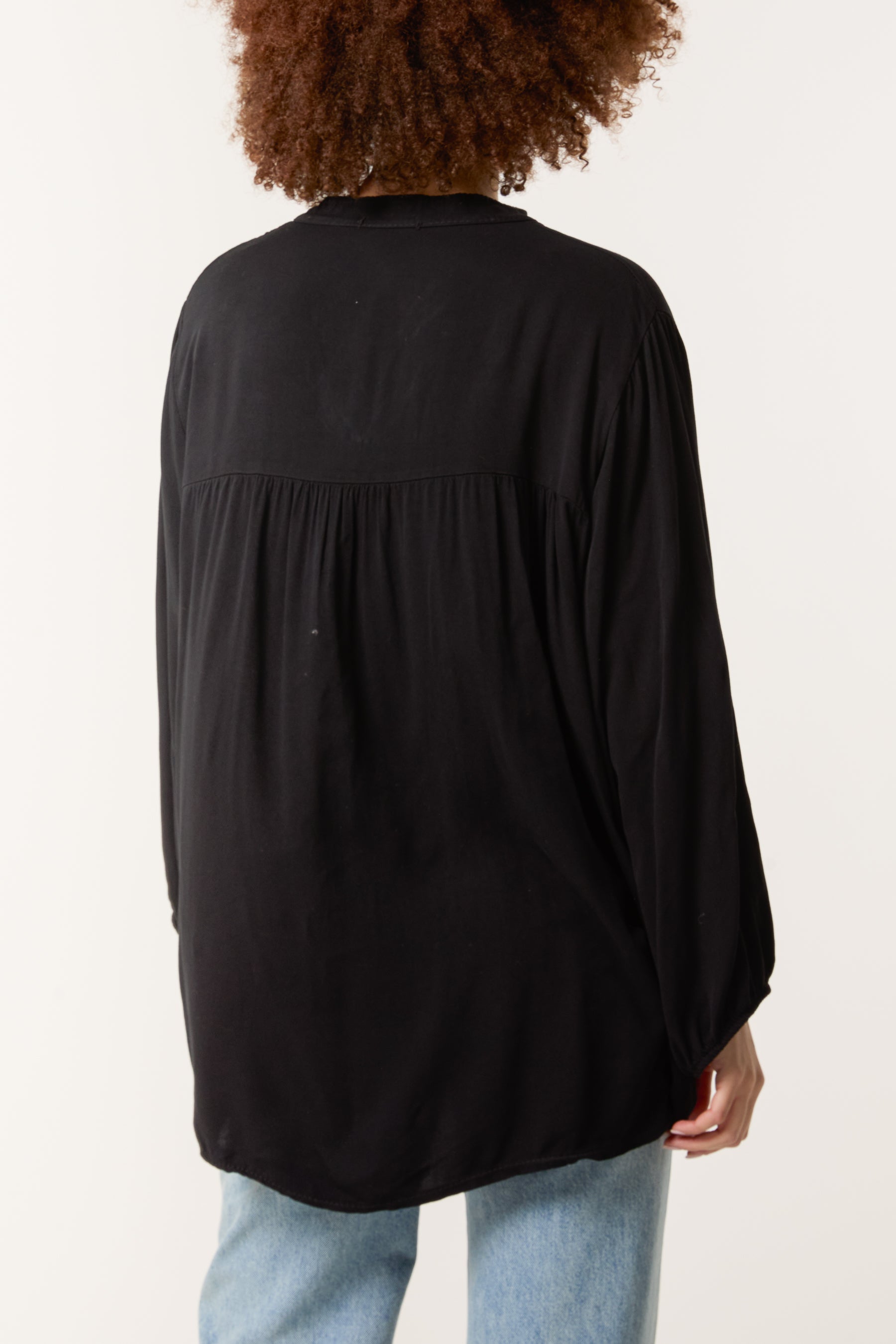 Grandad Collar Smock Blouse