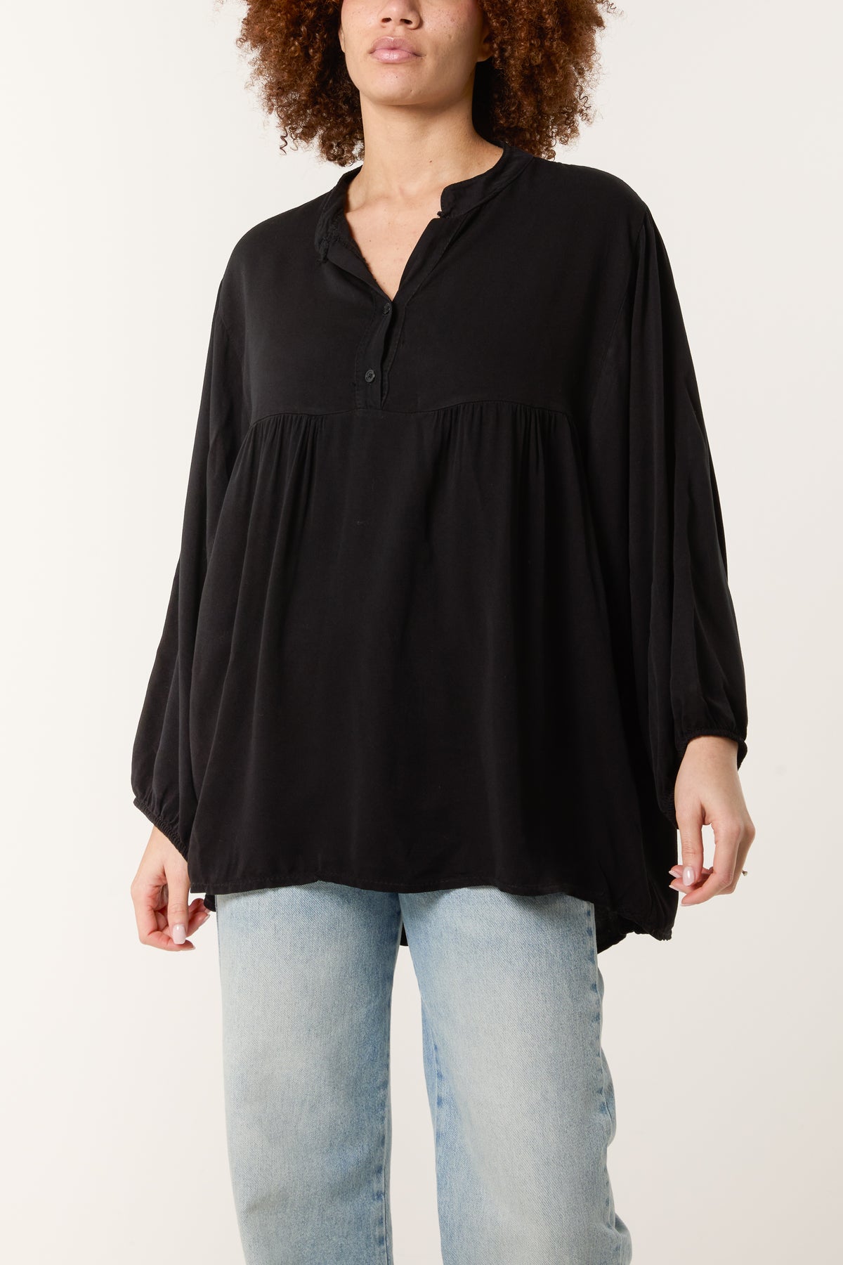 Grandad Collar Smock Blouse