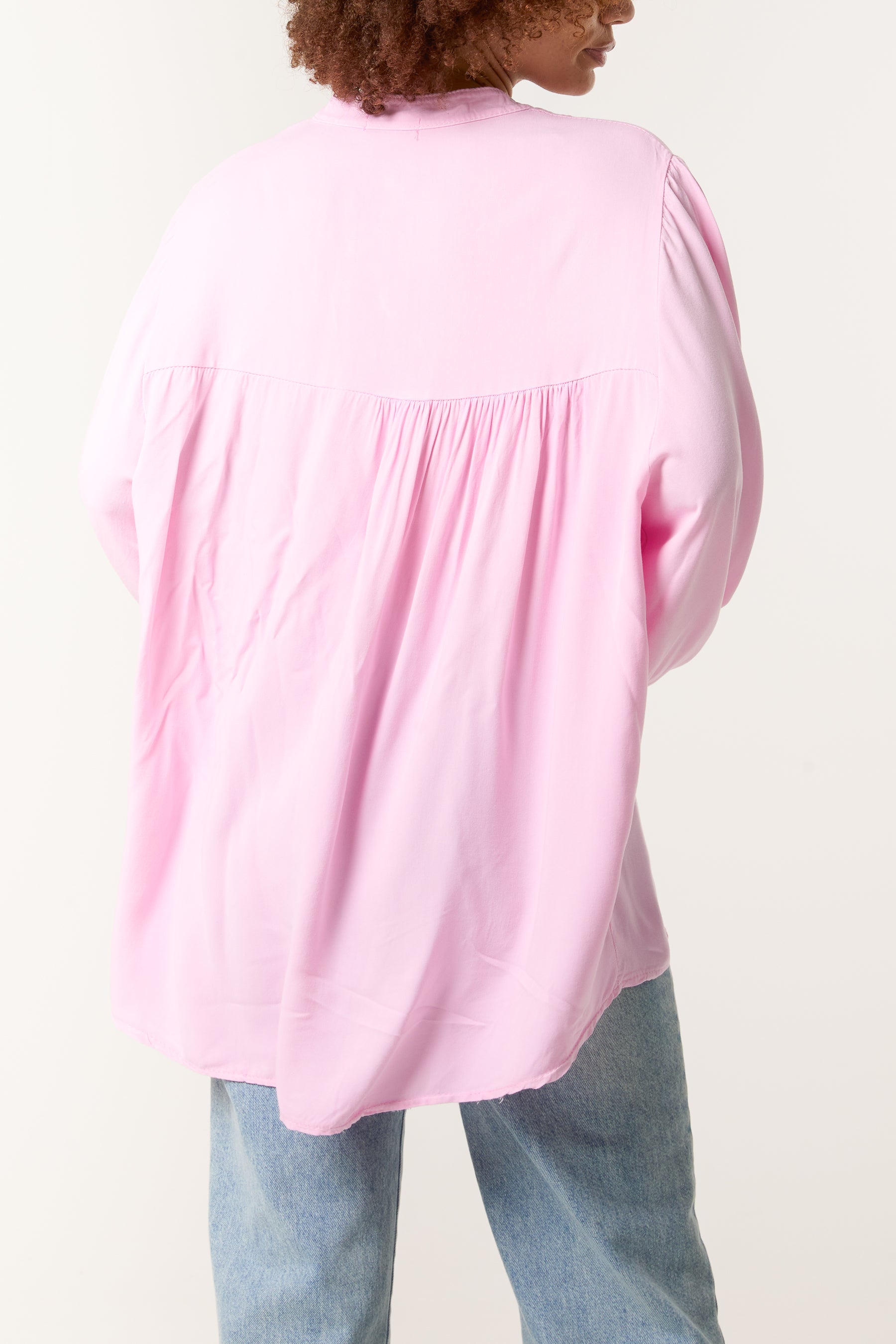 Grandad Collar Smock Blouse