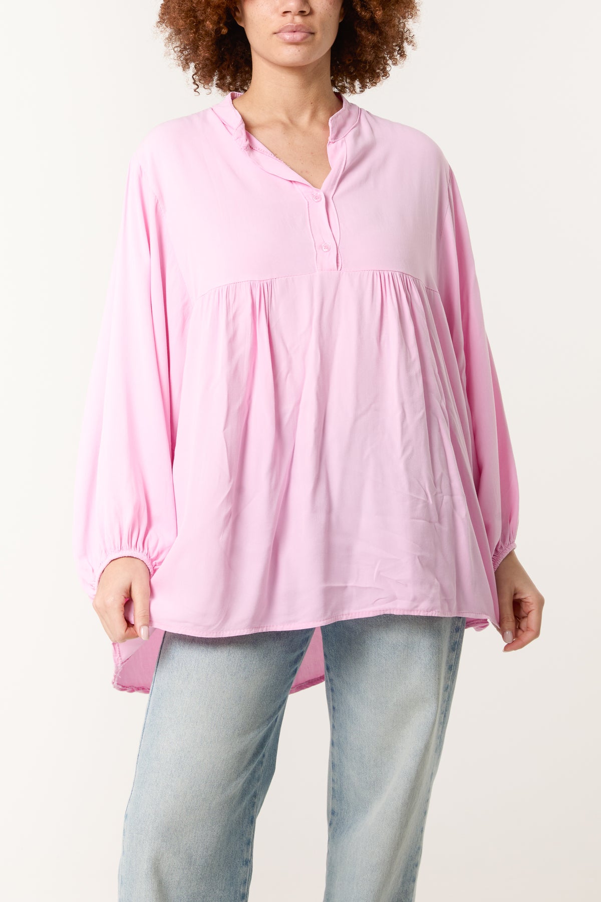 Grandad Collar Smock Blouse