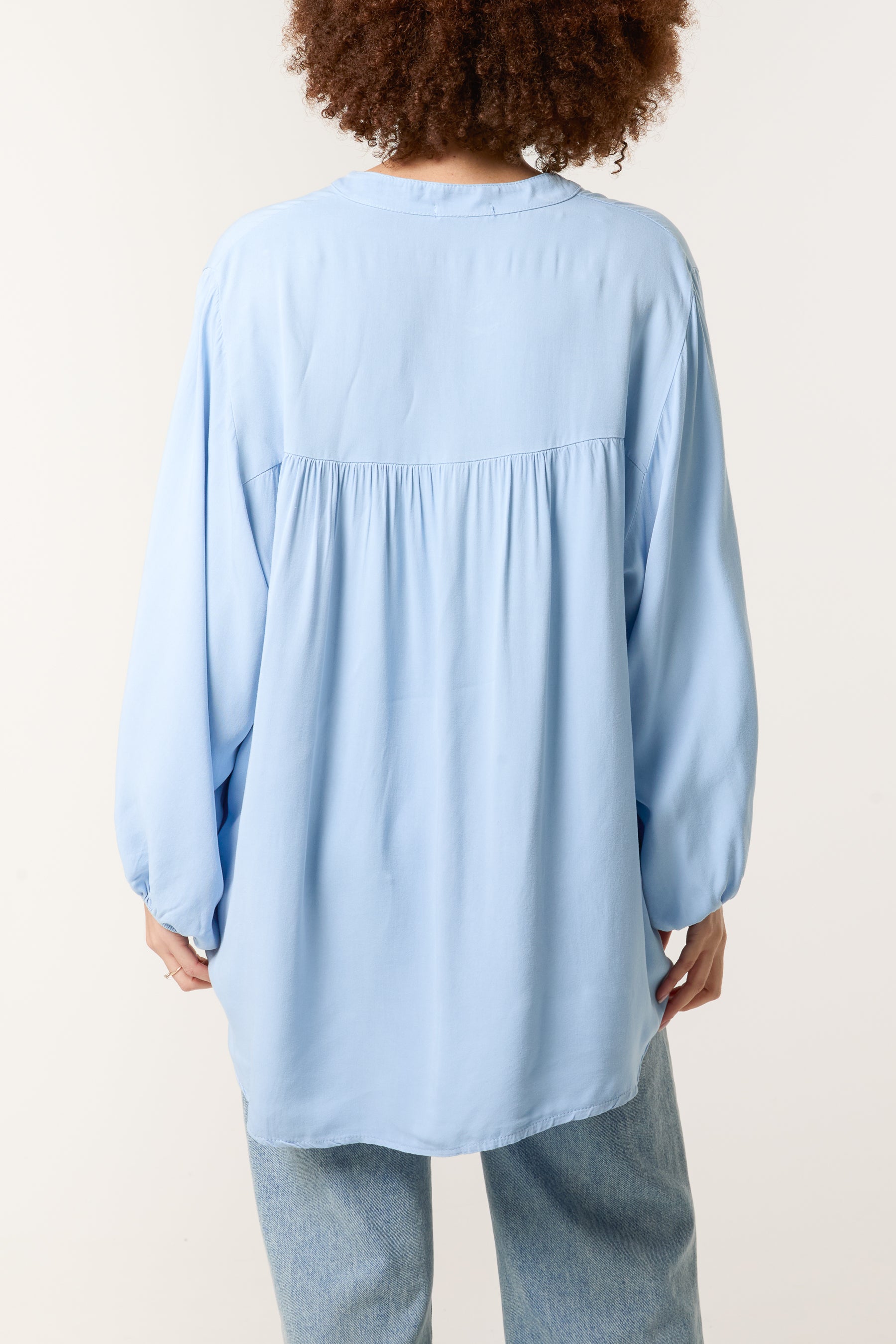 Grandad Collar Smock Blouse