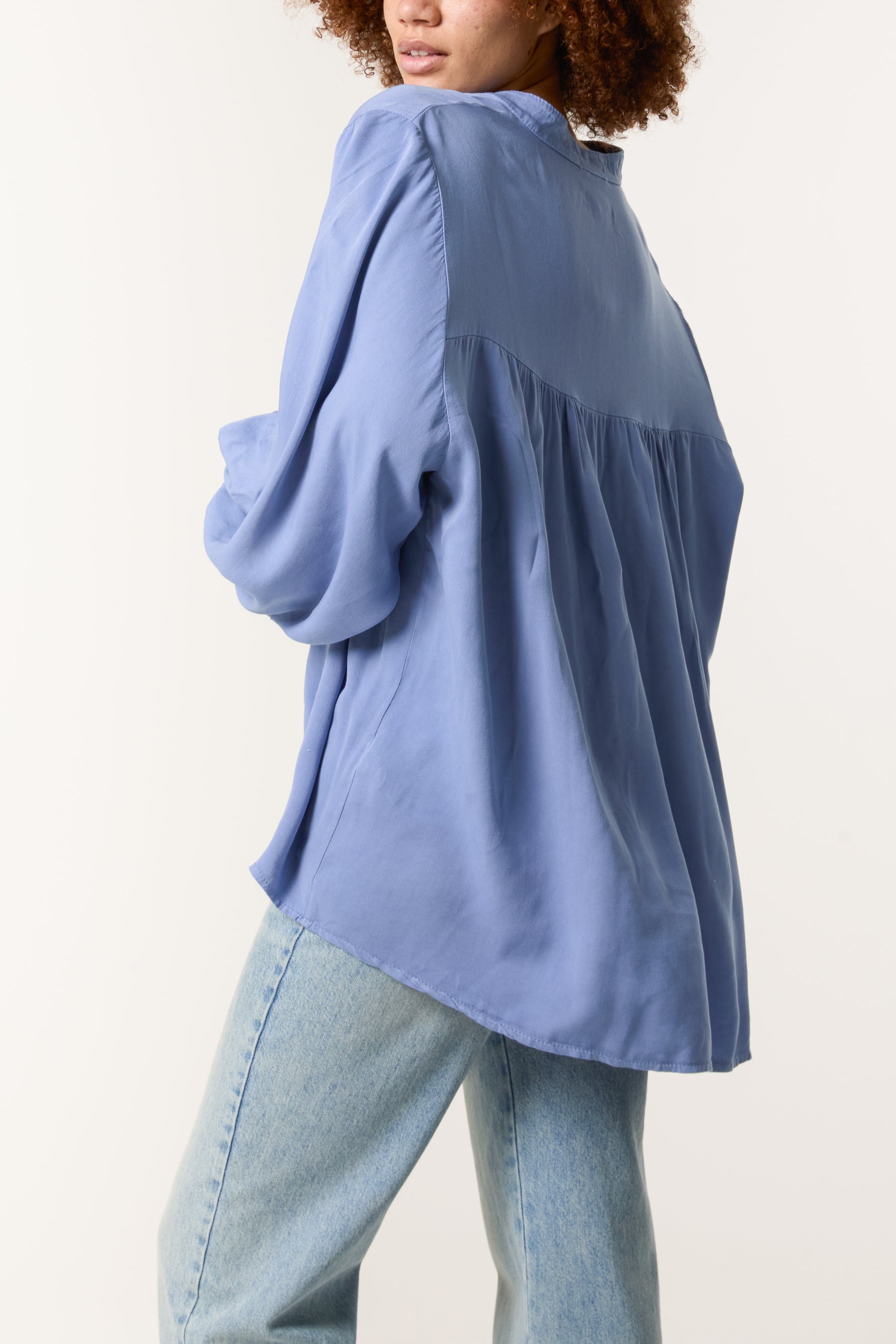 Grandad Collar Smock Blouse