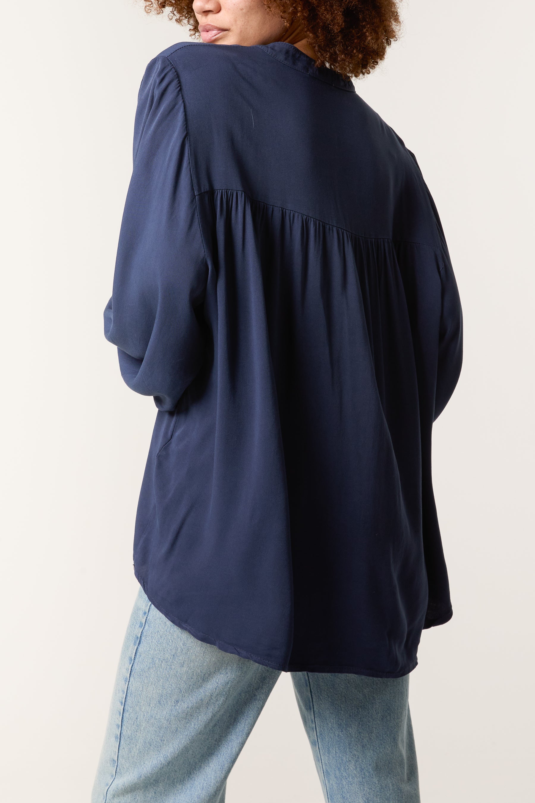 Grandad Collar Smock Blouse
