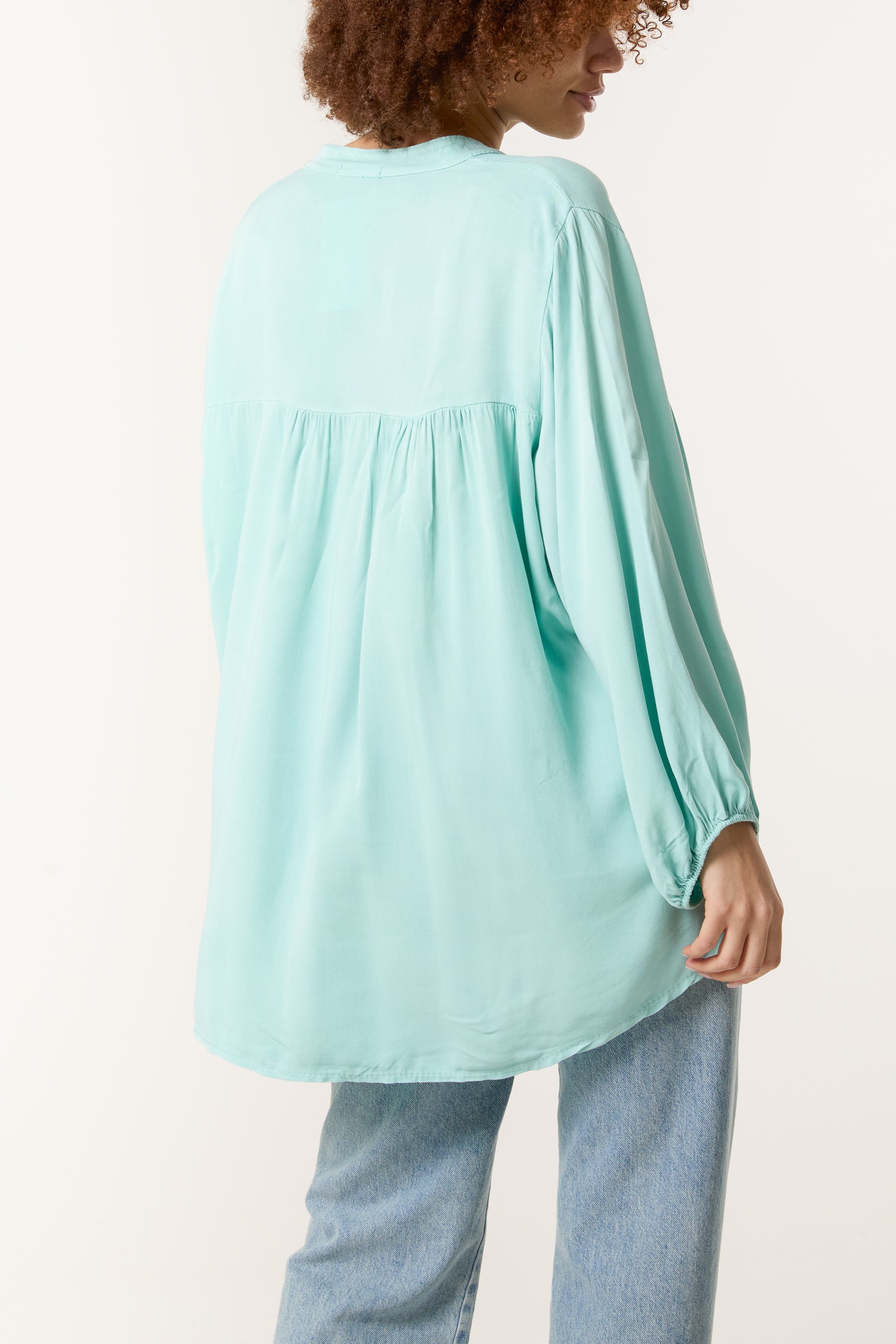 Grandad Collar Smock Blouse