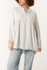 Grandad Collar Smock Blouse